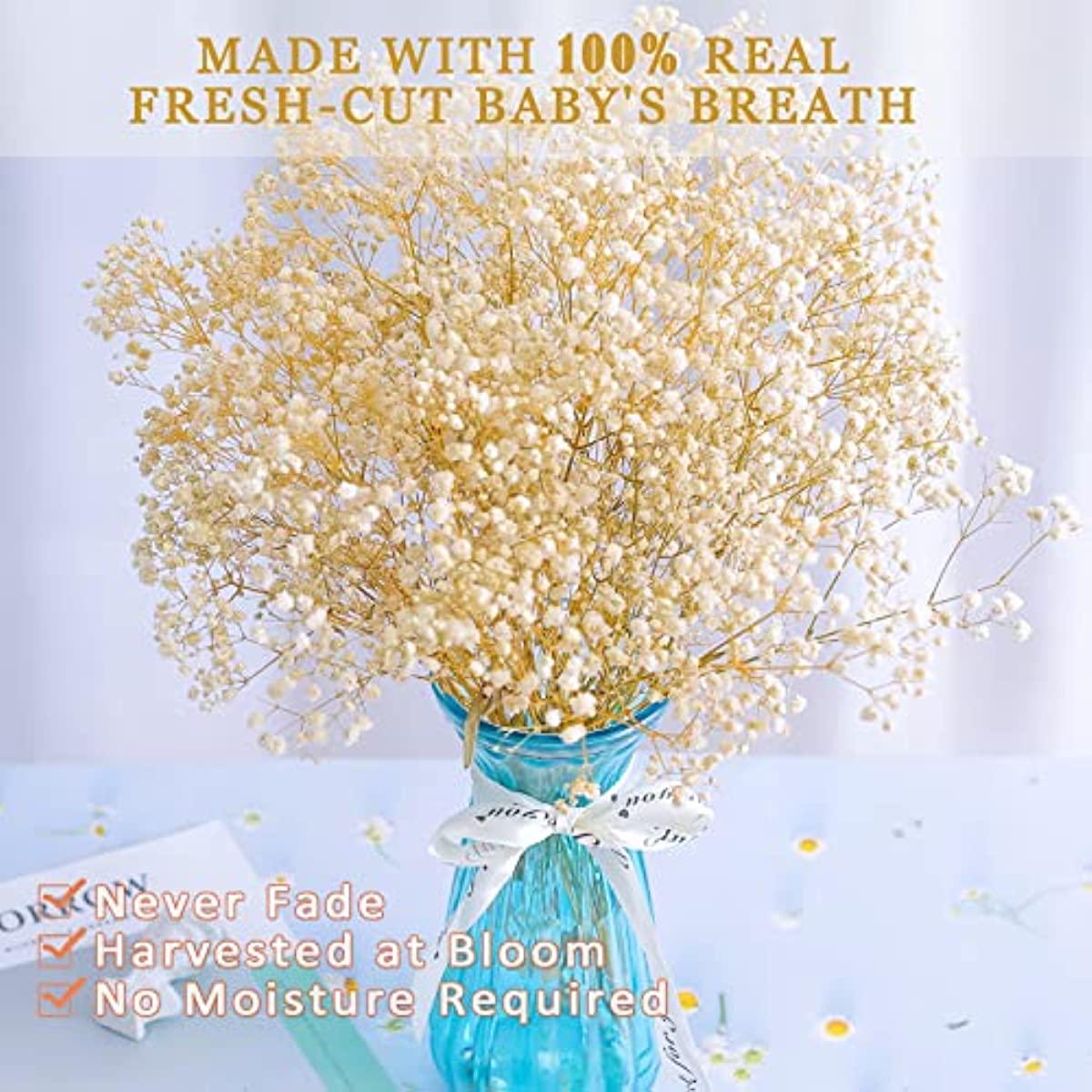 dried_flower - preserved_flower - fake_flower - 2500+Head Dried Babys Breath Flowers Bouquet 17.2inch Natural Gypsophila - Molly Garden - Molly_Garden_Floral