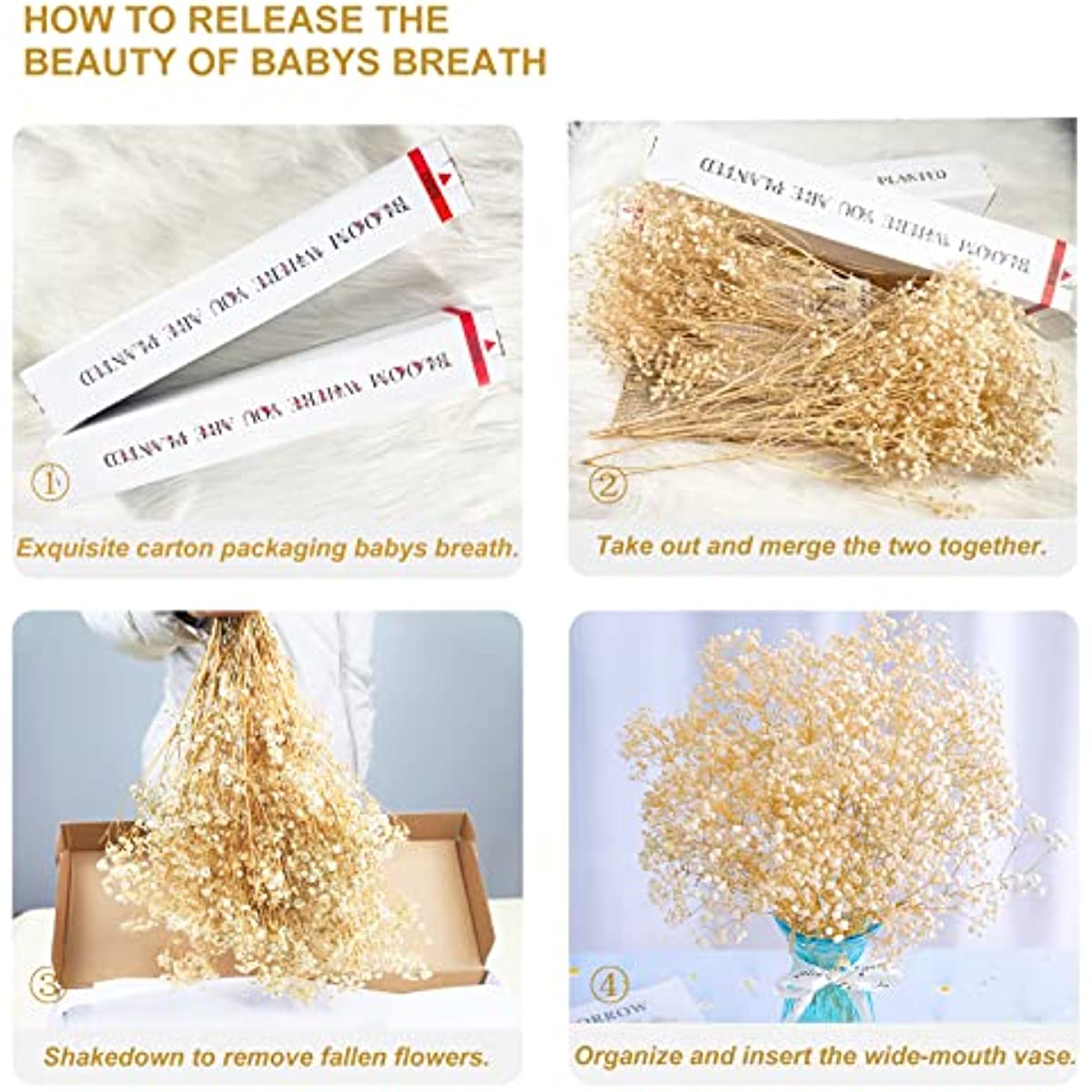 dried_flower - preserved_flower - fake_flower - 2500+Head Dried Flowers Babys Breath Bouquet Natural Gypsophila Branches - Molly Garden - Molly_Garden_Floral
