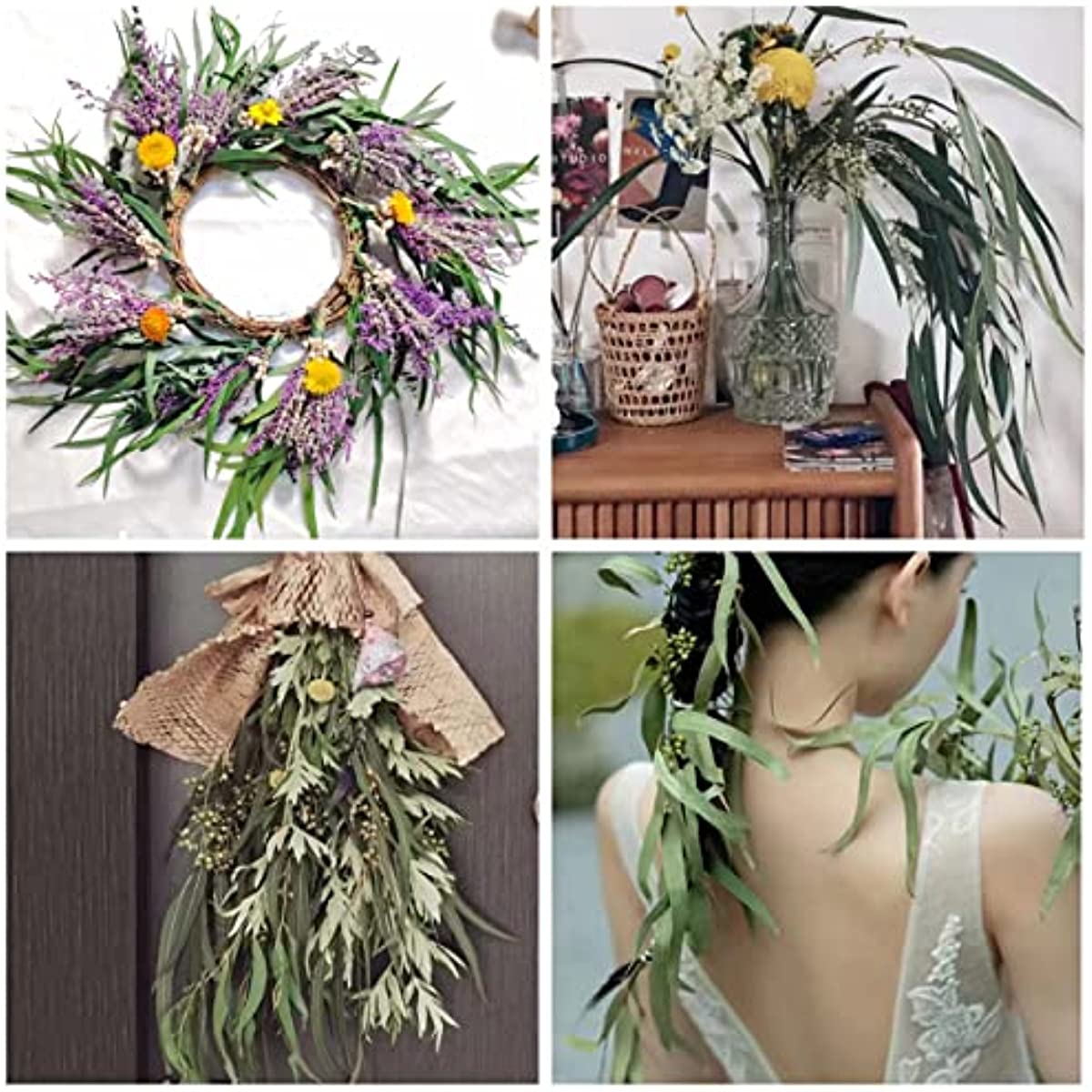 dried_flower - preserved_flower - fake_flower - 20+Stems Natural Seeded Preserved Greenery Eucalyptus Branches for Shower - Molly Garden - Molly_Garden_Floral