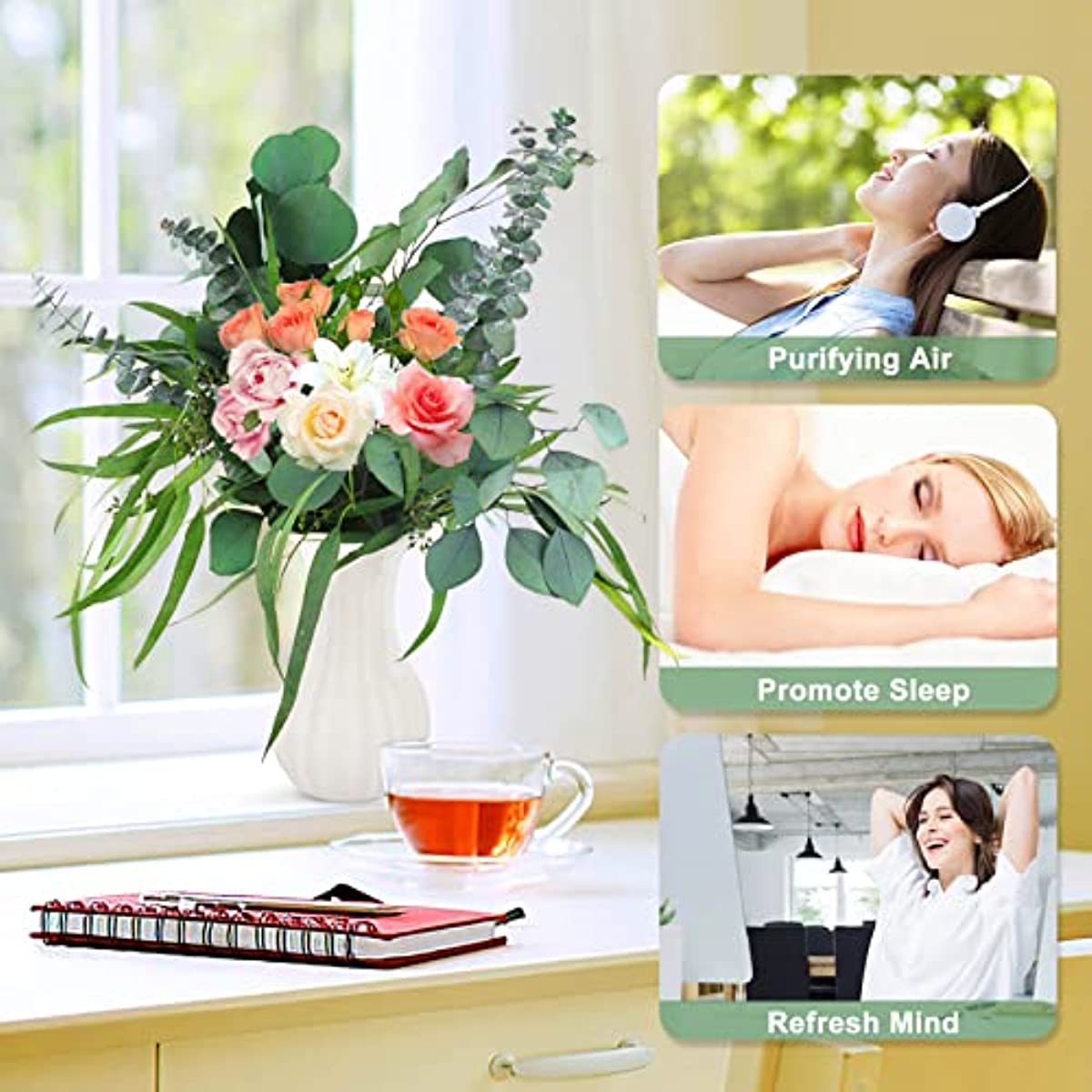 dried_flower - preserved_flower - fake_flower - 12Pcs Mixed Real Dried Preserved Eucalyptus Leaves Stems Branches Bouquets - Molly Garden - Molly_Garden_Floral