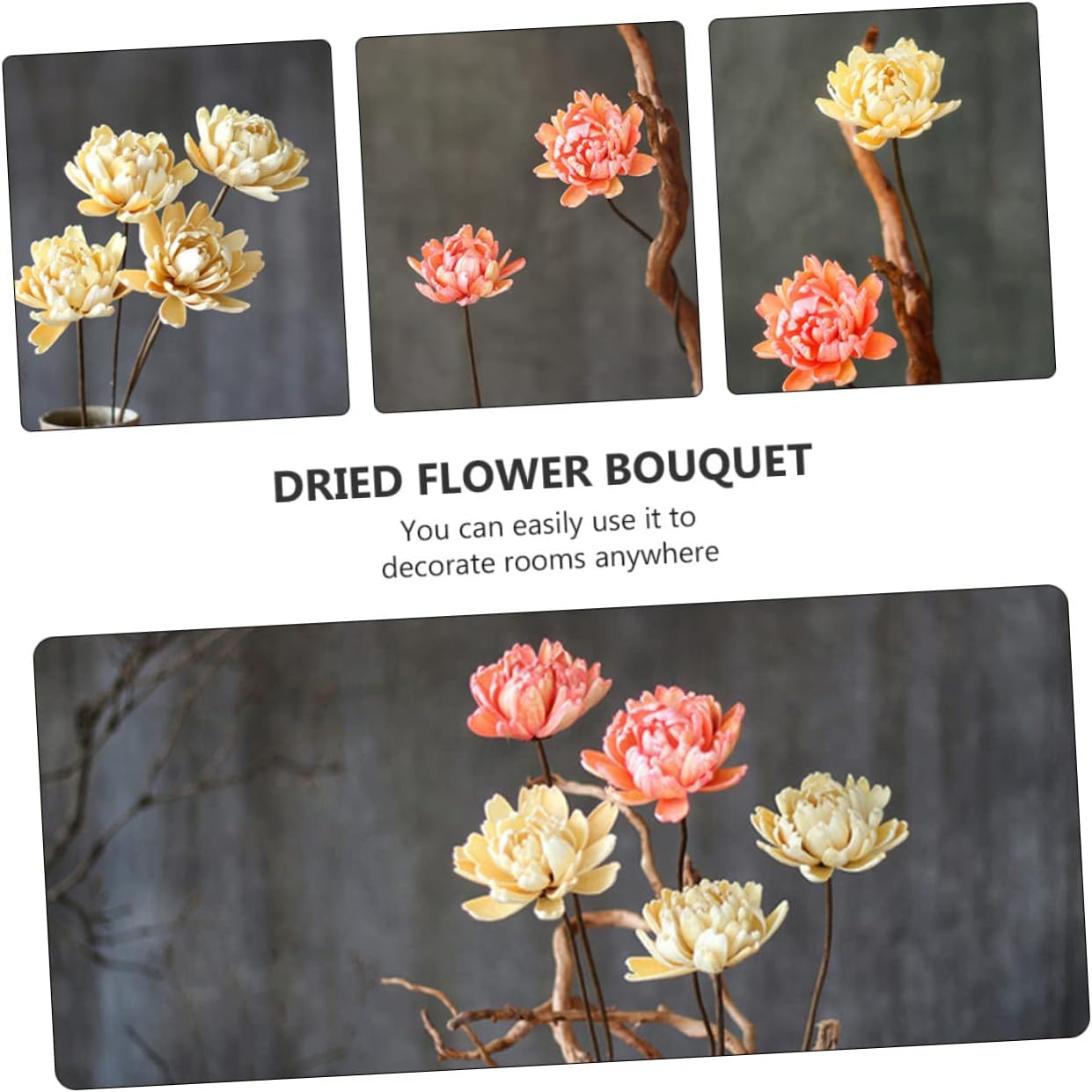 dried_flower - preserved_flower - fake_flower - 2Pcs Dried Flowers Decor Wedding Bouquets Plants Natural Preserved Florals - Molly Garden - Molly_Garden_Floral