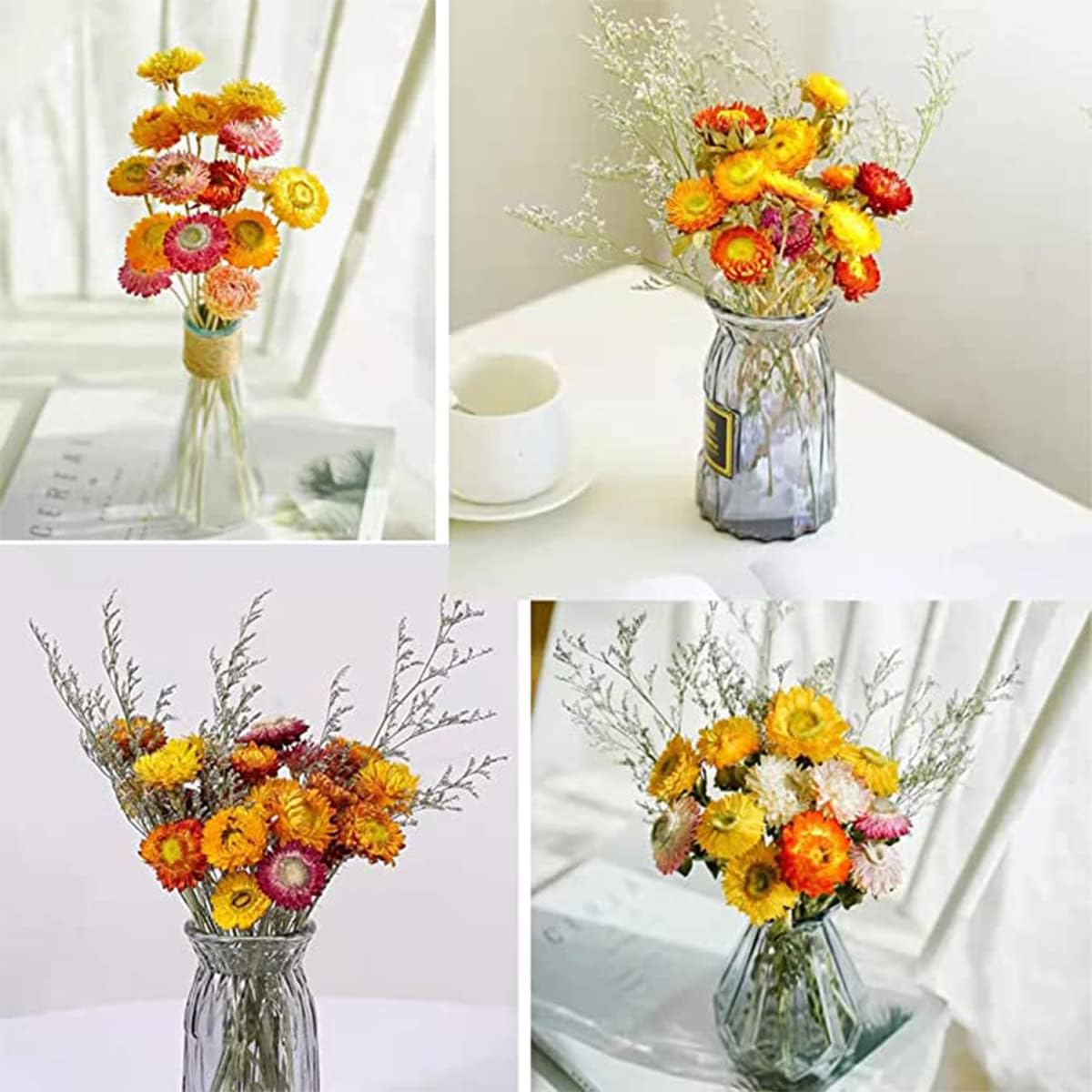 dried_flower - preserved_flower - fake_flower - 40Pcs Natural Dried Daisies Dry Daisy Flowers Bouquet with Stem for DIY - Molly Garden - Molly_Garden_Floral