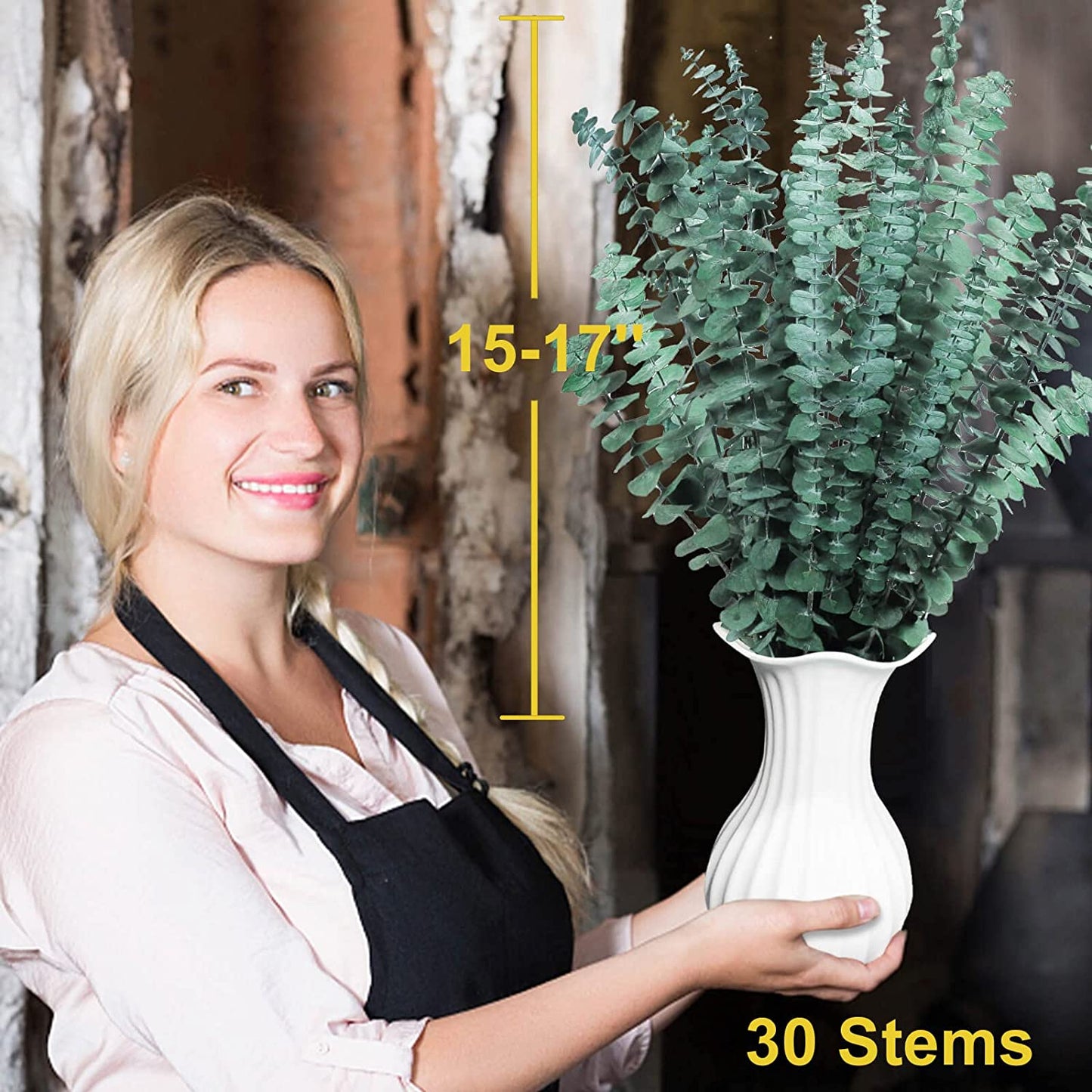 dried_flower - preserved_flower - fake_flower - 25Pcs Dried Preserved Eucalyptus Stems for Shower 17" Real Fresh Plant Bundle - Molly Garden - Molly_Garden_Floral