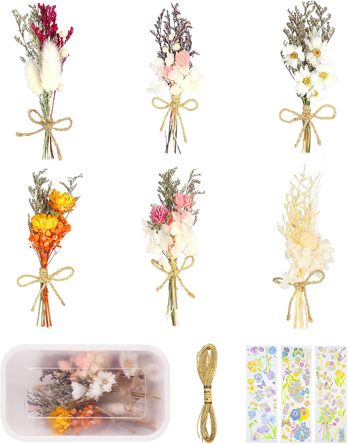 dried_flower - preserved_flower - fake_flower - 6Pcs Mini Dried Flowers Bouquet Mixed Natural Floral for DIY Crafts - Molly Garden - Molly_Garden_Floral