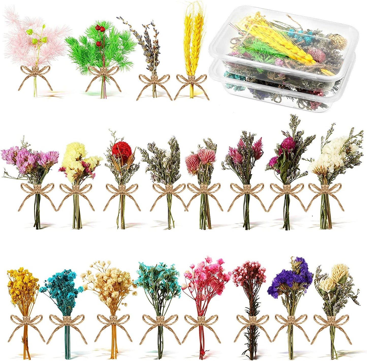 dried_flower - preserved_flower - fake_flower - 20Pcs Mini Dried Flowers Bouquets Natural Gypsophila Don't Forget Me Flower Bunch - Molly Garden - Molly_Garden_Floral