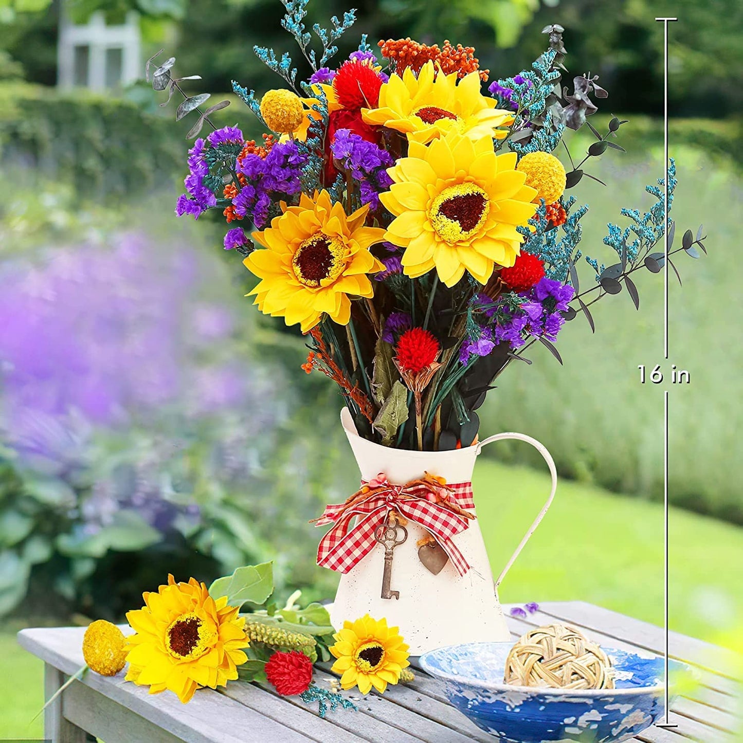dried_flower - preserved_flower - fake_flower - 25+Stems Bulk Dried Eucalyptus & Wildflowers Yellow Sunflower Bouquet for Vase - Molly Garden - Molly_Garden_Floral