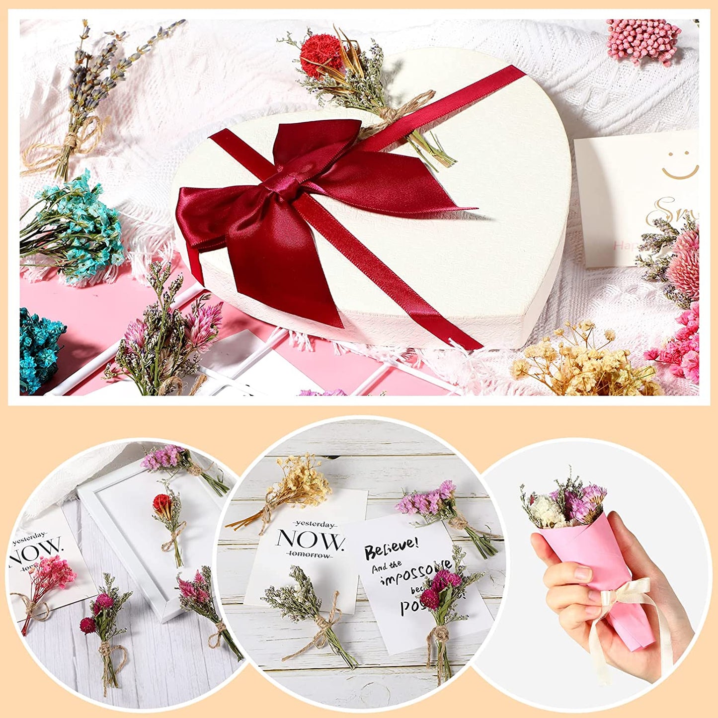 dried_flower - preserved_flower - fake_flower - 20Pcs Mini Dried Flowers Bouquets Natural Gypsophila Don't Forget Me Flower Bunch - Molly Garden - Molly_Garden_Floral
