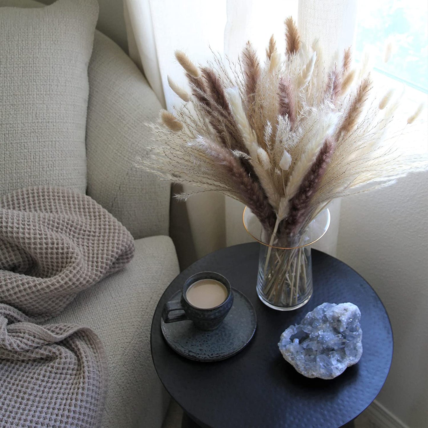 dried_flower - preserved_flower - fake_flower - 85Pcs Dried Flowers Arrangements White & Natural Pampas Grass, Reed, Bunny Tails - Molly Garden - Molly_Garden_Floral