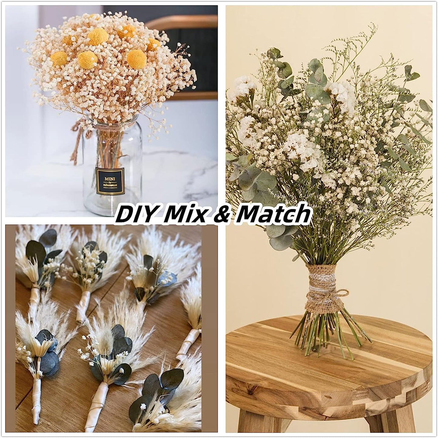 dried_flower - preserved_flower - fake_flower - Natural Dried Flower Bouquet Boho Home Decor Babys Breath Floral Arrangements - Molly Garden - Molly_Garden_Floral