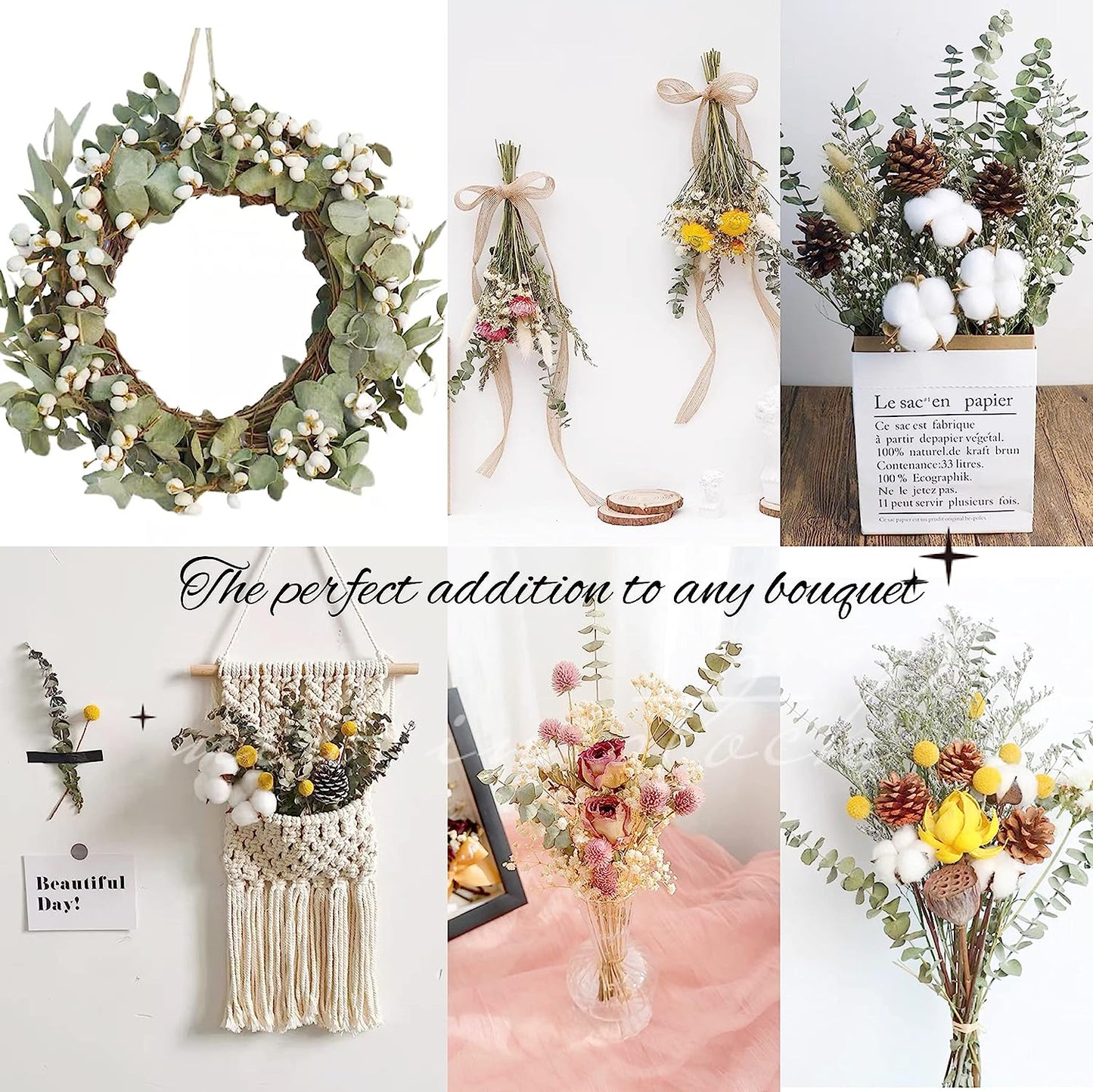 dried_flower - preserved_flower - fake_flower - 20Pcs Dried Eucalyptus Bundle for Shower 17" Natural Head Hanging Plant Stems - Molly Garden - Molly_Garden_Floral