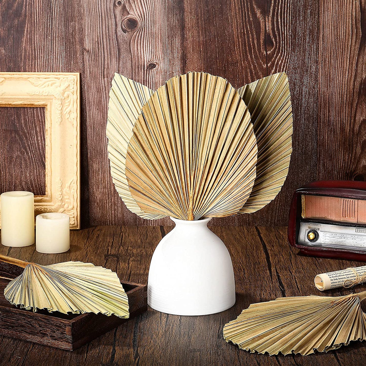 dried_flower - preserved_flower - fake_flower - Natural Dried Palm Leaves Real Plants Home Decor Boho Heart Oval Shape - Molly Garden - Molly_Garden_Floral