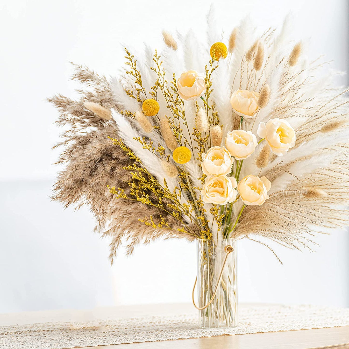 dried_flower - preserved_flower - fake_flower - 94Pcs Natural Pampas Grass Bouquet Boho Decor Long-Lasting Dried Flowers - Molly Garden - Molly_Garden_Floral