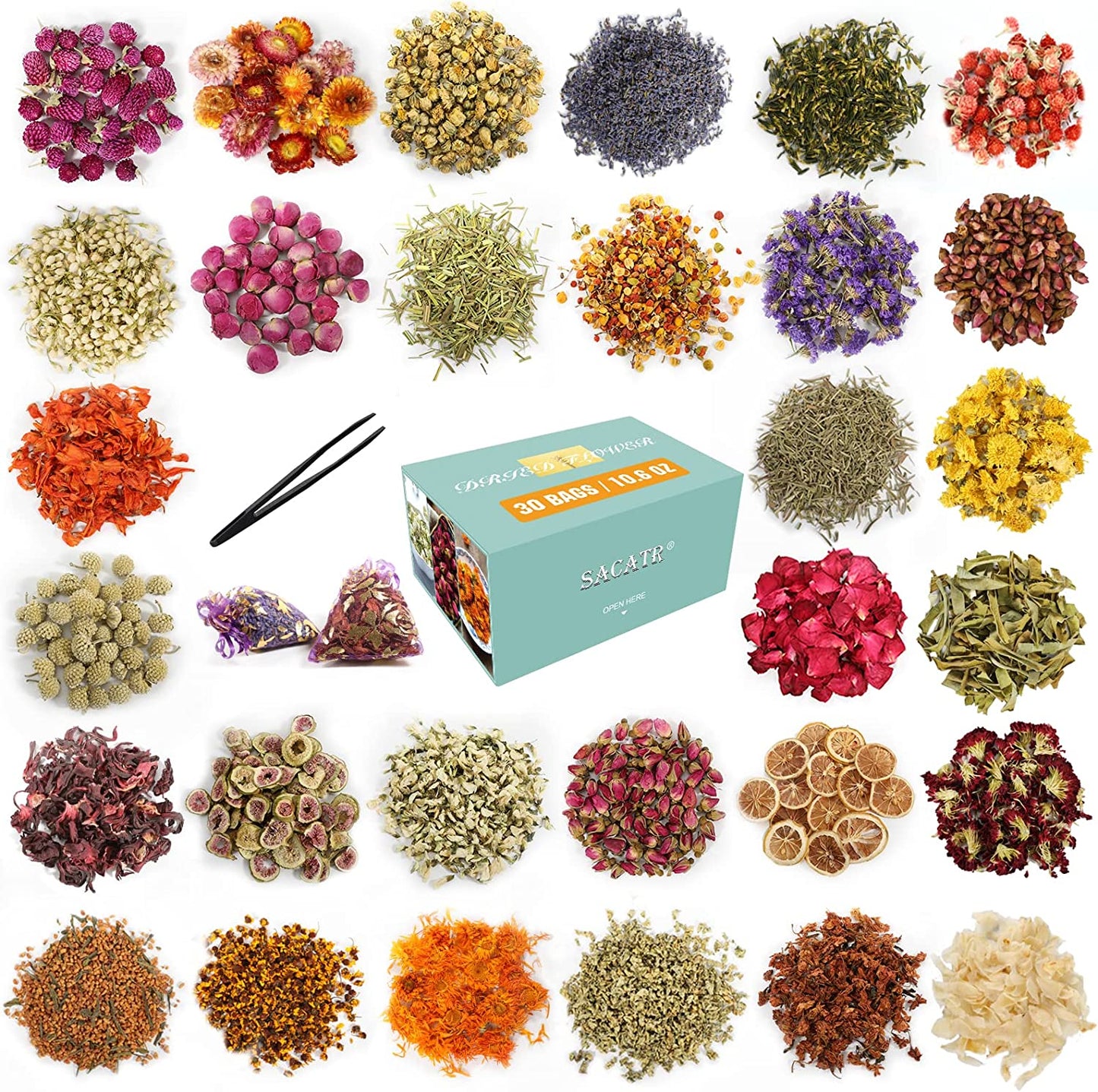 dried_flower - preserved_flower - fake_flower - 9Bags Dried Flowers 100% Natural Dried Flowers Herbs Kit for Soap Making - Molly Garden - Molly_Garden_Floral