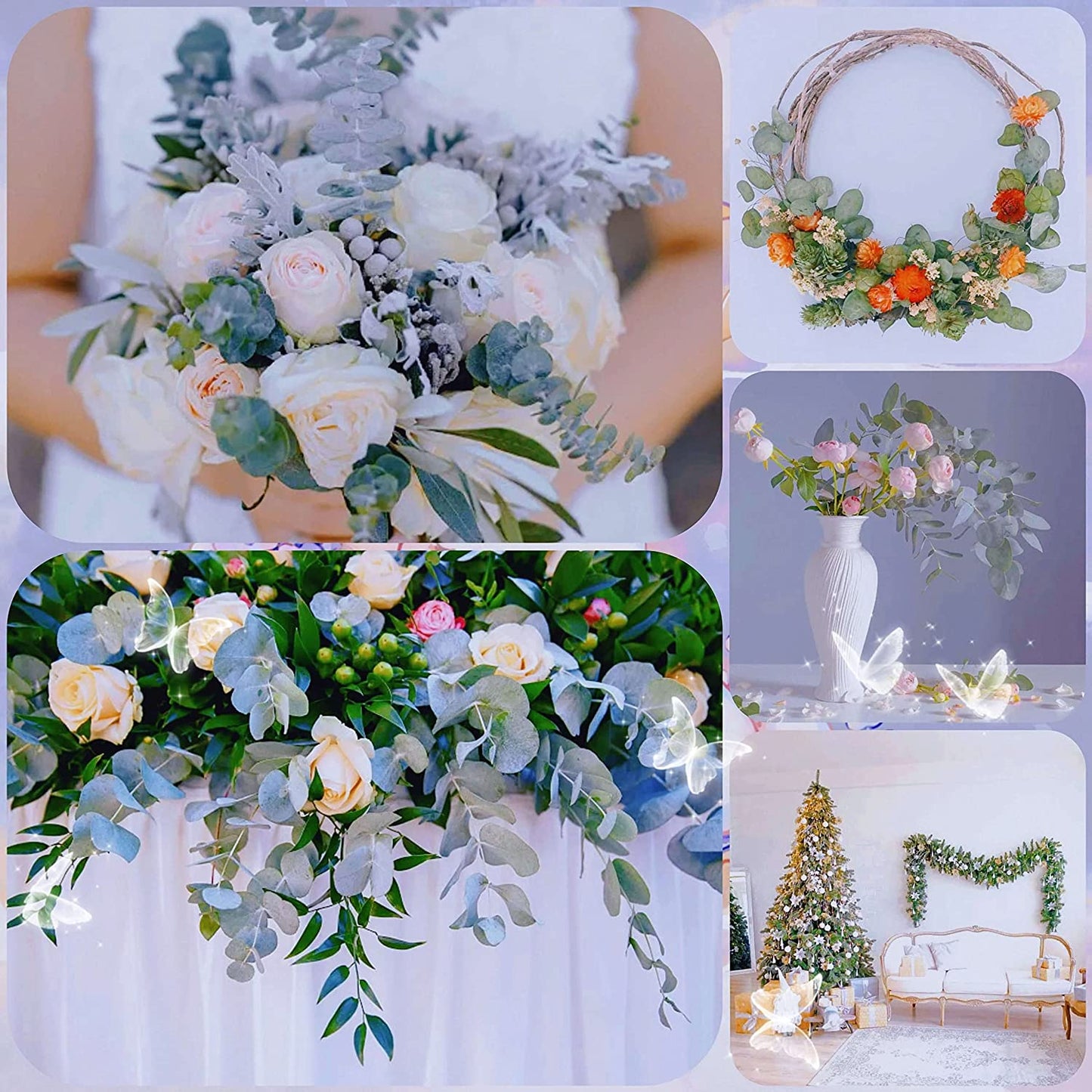 dried_flower - preserved_flower - fake_flower - 17Pcs-Blue-Dried-Preserved-Eucalyptus-Stems 17" Natural Real Hanging for Shower - Molly Garden - Molly_Garden_Floral