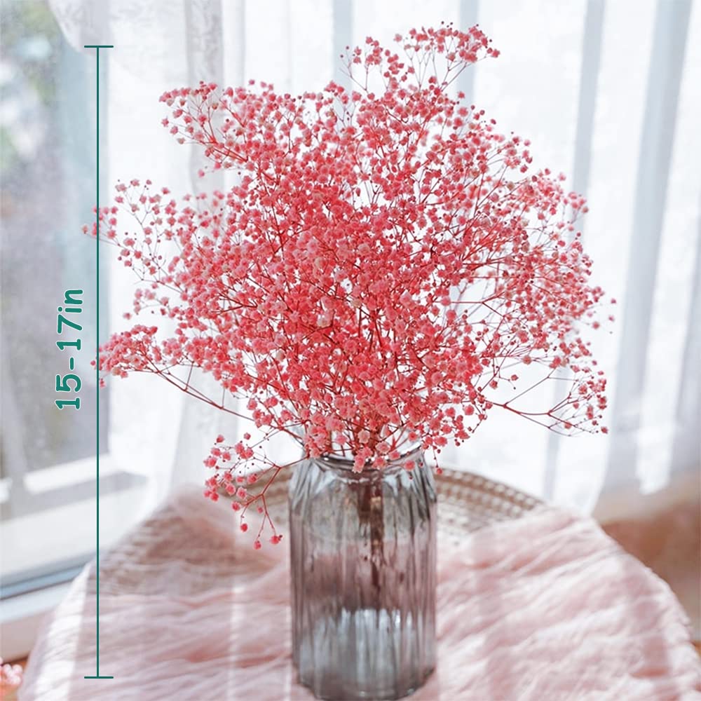 dried_flower - preserved_flower - fake_flower - 2500+Head Dried Babys Breath Flowers Bouquet 17.2inch Natural 3oz-Pink - Molly Garden - Molly_Garden_Floral