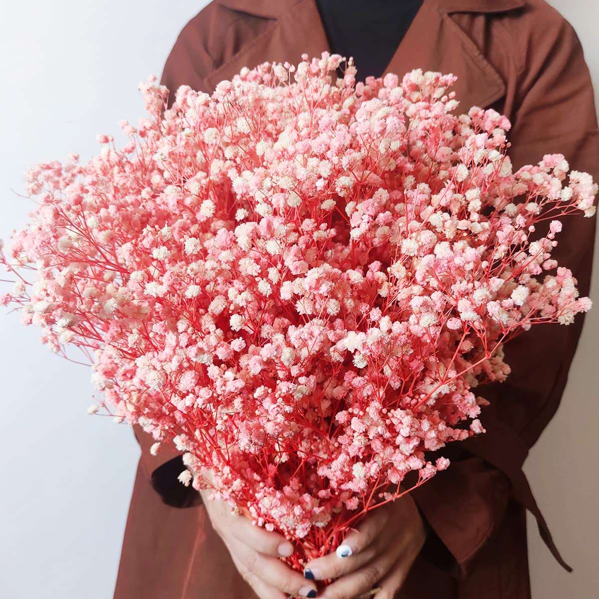 dried_flower - preserved_flower - fake_flower - 2500+Head Dried Babys Breath Flowers Bouquet 17.2inch Natural 3oz-Pink - Molly Garden - Molly_Garden_Floral