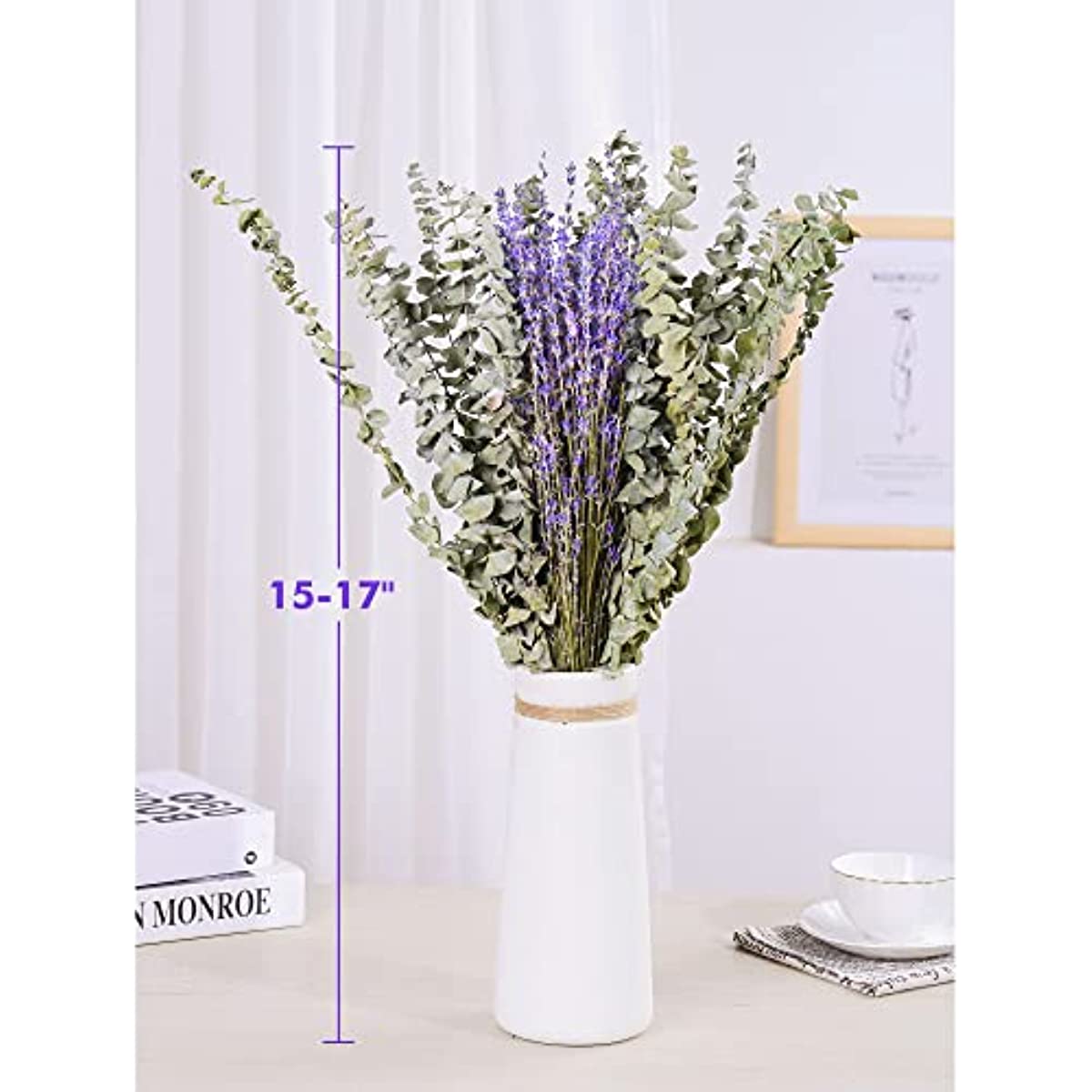 dried_flower - preserved_flower - fake_flower - 120Pcs Dried Eucalyptus Stems & Lavender Flowers Bundle 17'' Natural Real Leaves - Molly Garden - Molly_Garden_Floral
