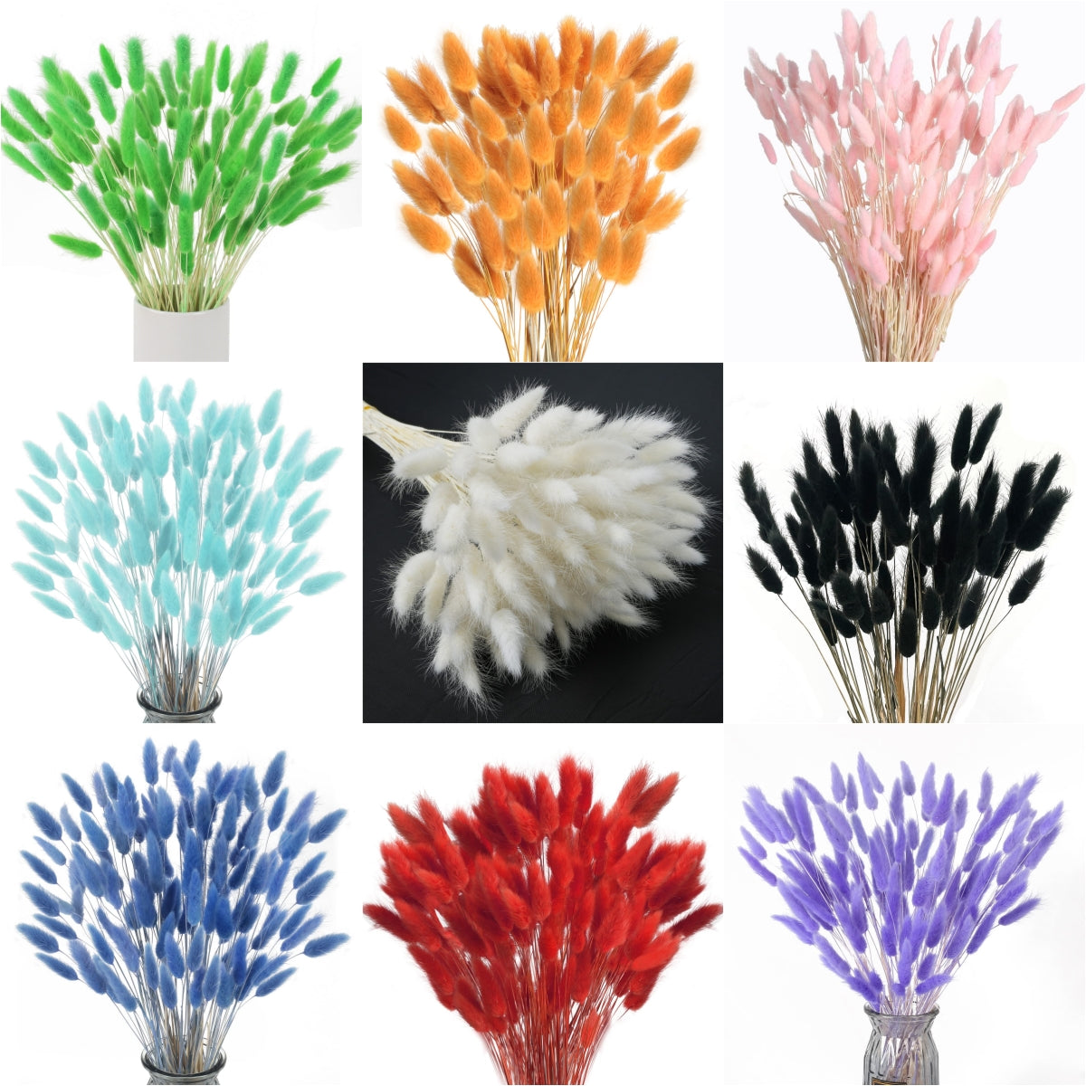 dried_flower - preserved_flower - fake_flower - 120Pcs Dried Bunny Tails Flowers Rabbit Tail Grass Lagurus Ovatus Bouquet - Molly Garden - Molly_Garden_Floral