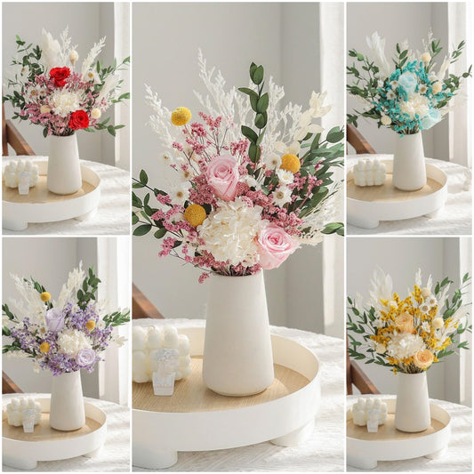 dried_flower - preserved_flower - fake_flower - Dried Flower Bouquet Rose Natural True Eternal Plants Grass for Wedding - Molly Garden - Molly_Garden_Floral