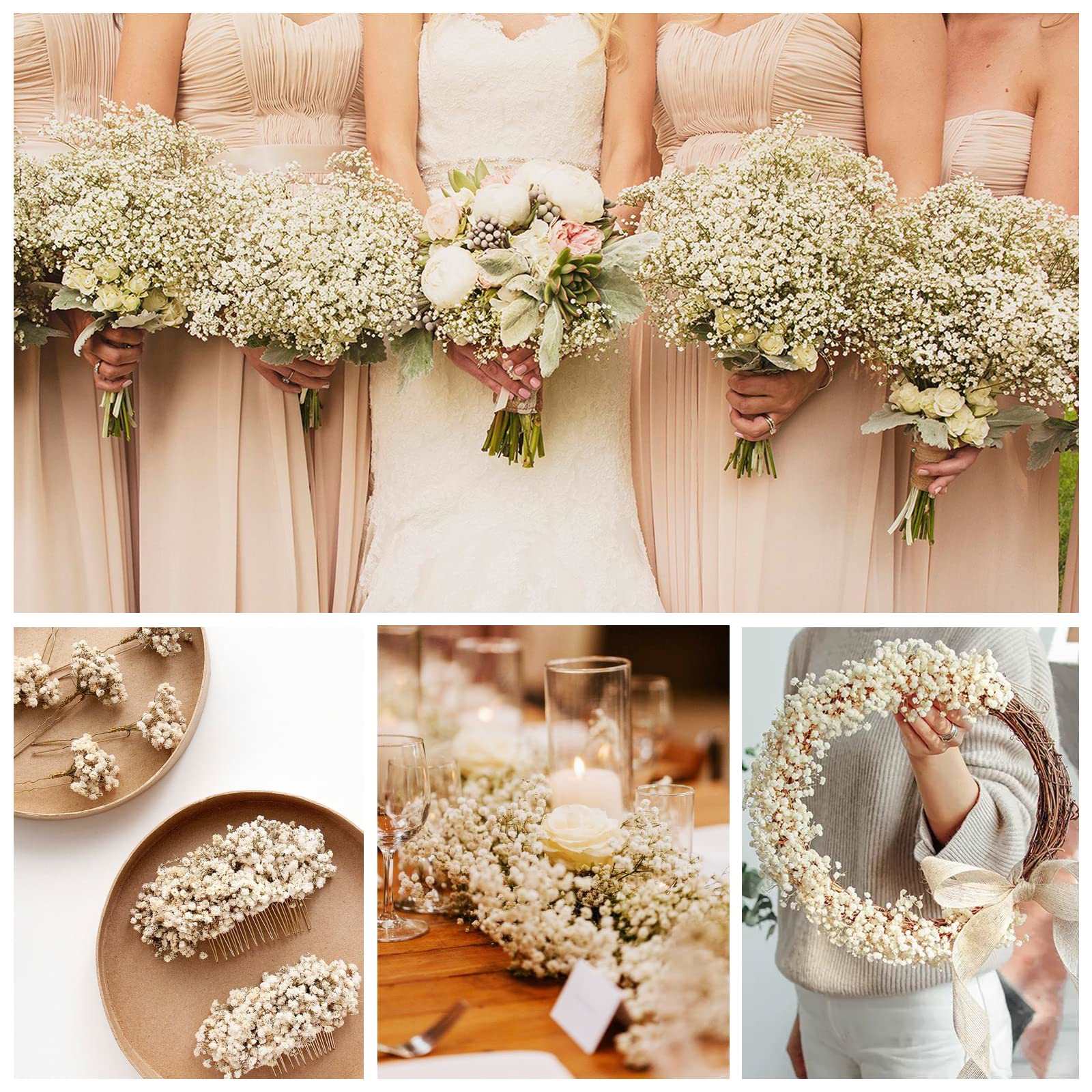 dried_flower - preserved_flower - fake_flower - 2500+Head Dried Babys Breath Flowers Bouquet 17.2inch Natural  5.7oz-Ivory White - Molly Garden - Molly_Garden_Floral