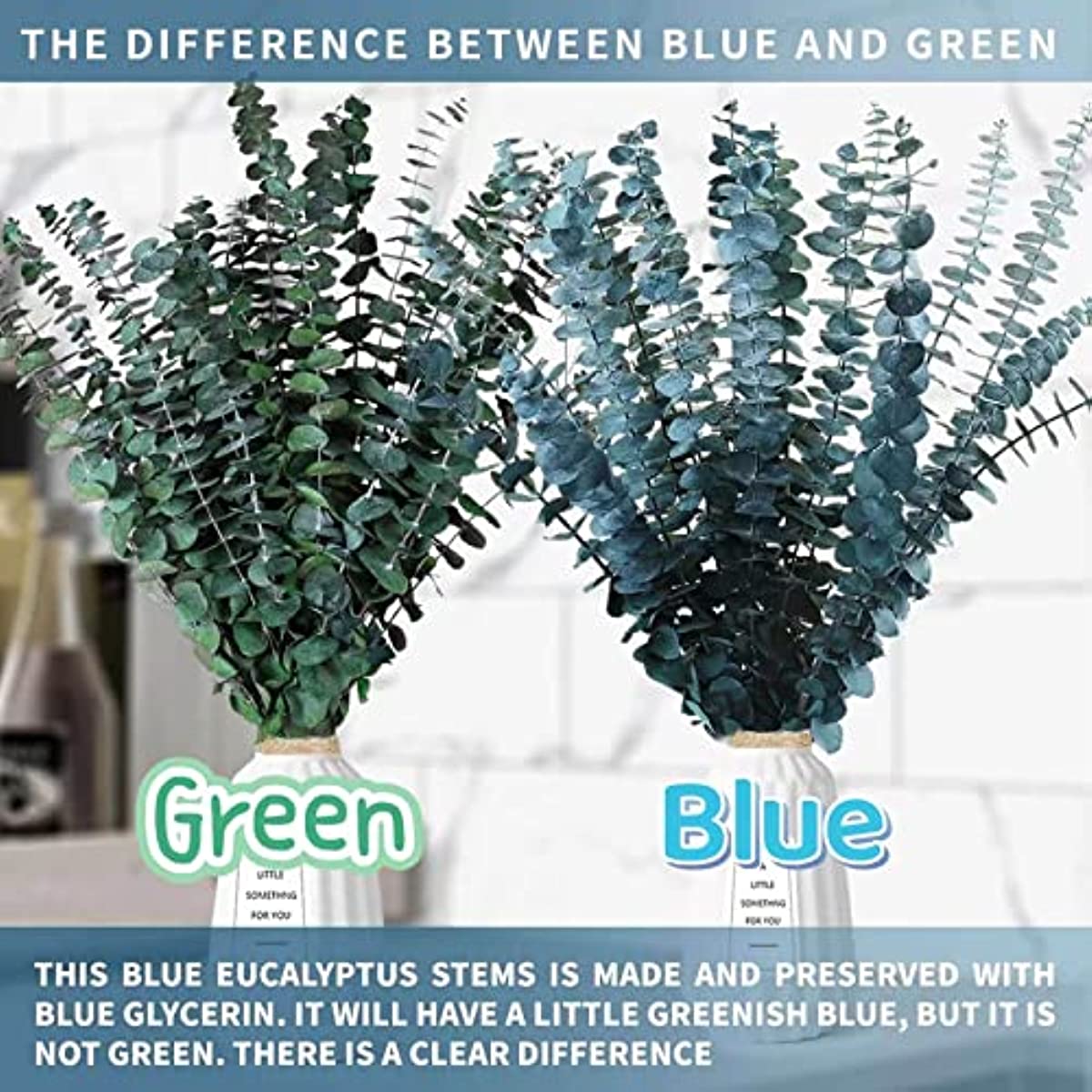 dried_flower - preserved_flower - fake_flower - 12Pcs Preserved Dried Blue Eucalyptus Stems Bundle 17" 100% Natural - Molly Garden - Molly_Garden_Floral