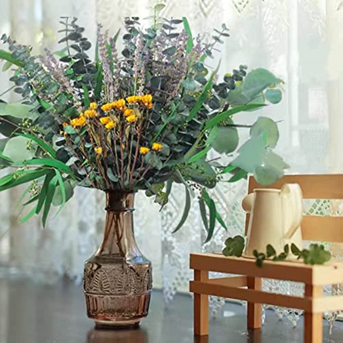 dried_flower - preserved_flower - fake_flower - 12Pcs Preserved Dried Blue Eucalyptus Stems Bundle 17" 100% Natural - Molly Garden - Molly_Garden_Floral