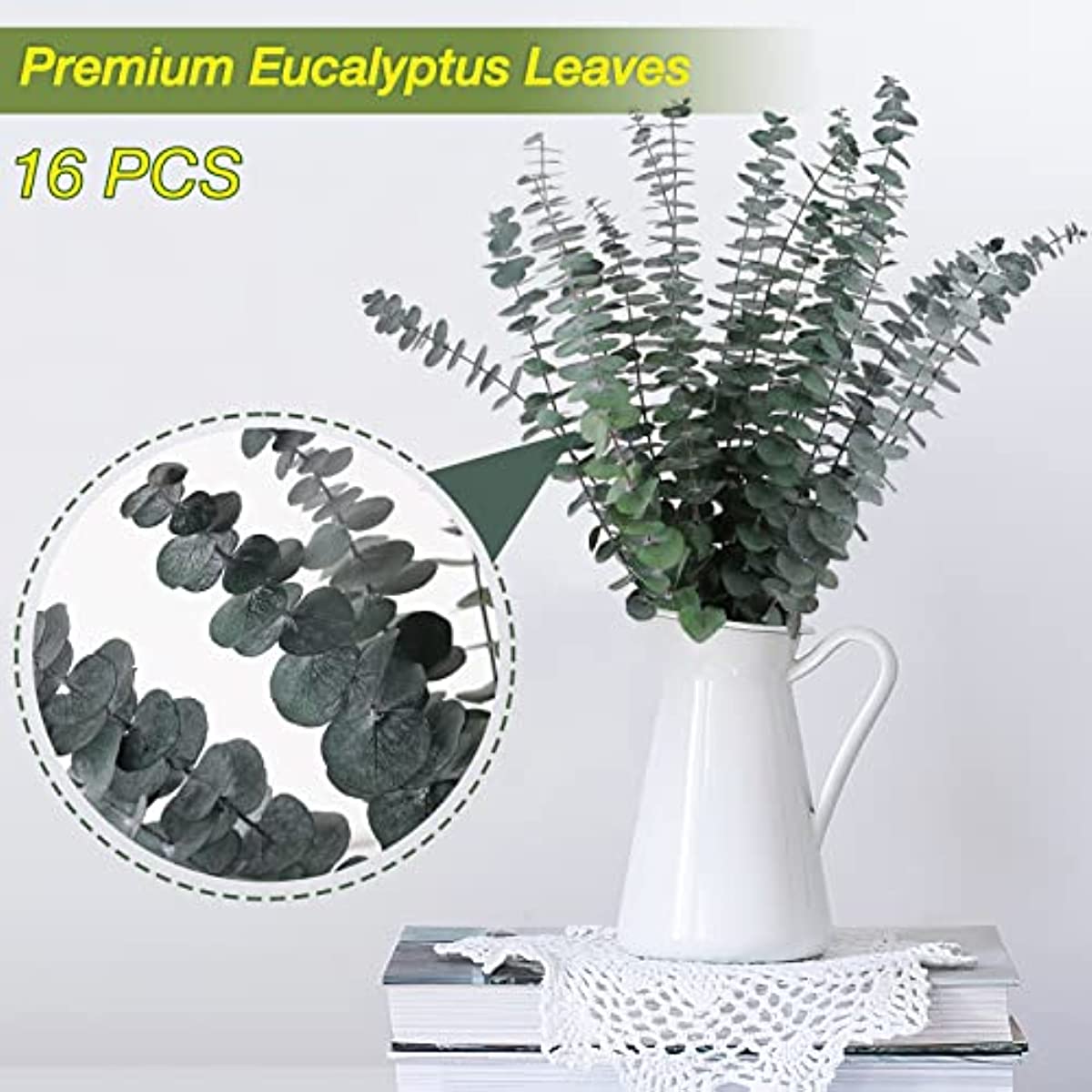 dried_flower - preserved_flower - fake_flower - 16Pcs Preserved Dried Eucalyptus Branches for Vase Filler Floral Home Decor - Molly Garden - Molly_Garden_Floral
