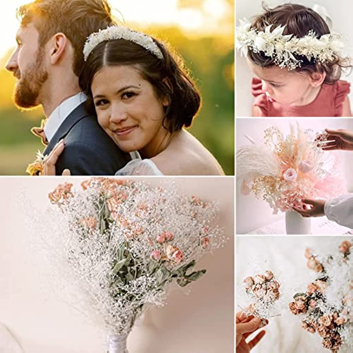 dried_flower - preserved_flower - fake_flower - 3000+Head Dried Flowers Babys Breath Bouquet Pure White 17'' Real Gypsophila - Molly Garden - Molly_Garden_Floral