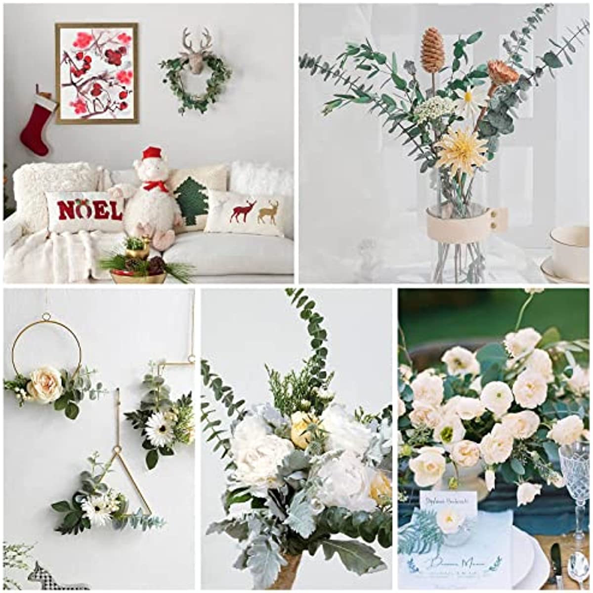 dried_flower - preserved_flower - fake_flower - 12Pcs Preserved Dried Blue Eucalyptus Stems Bundle 17" 100% Natural - Molly Garden - Molly_Garden_Floral