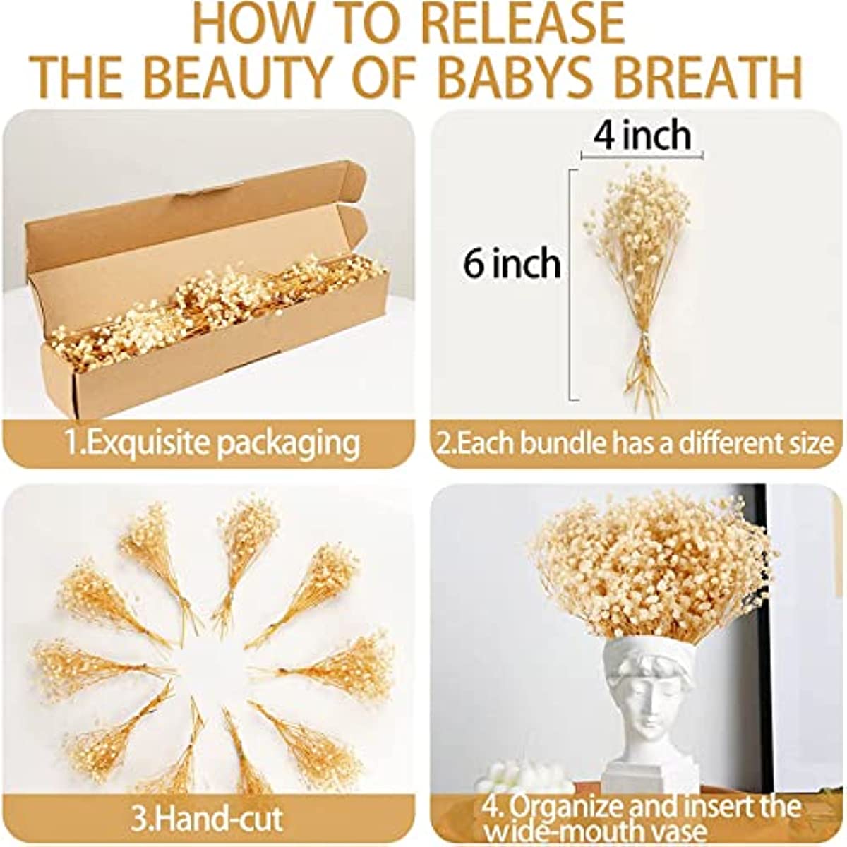 dried_flower - preserved_flower - fake_flower - 50Pcs Mini Dried Babys Breath Flowers 3000+head Natural Gypsophila Bouquet - Molly Garden - Molly_Garden_Floral