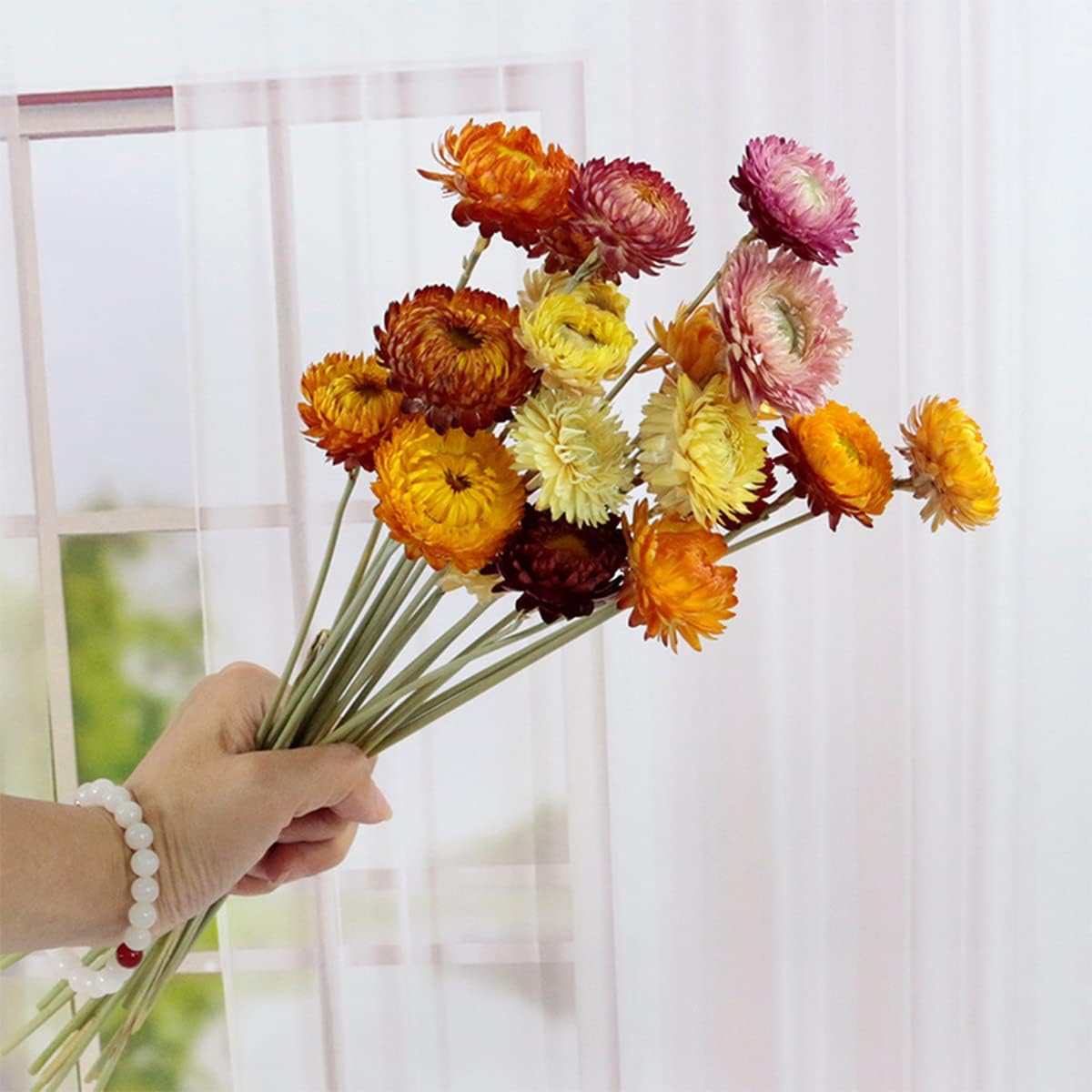 dried_flower - preserved_flower - fake_flower - 40Pcs Natural Dried Daisies Dry Daisy Flowers Bouquet with Stem for DIY - Molly Garden - Molly_Garden_Floral