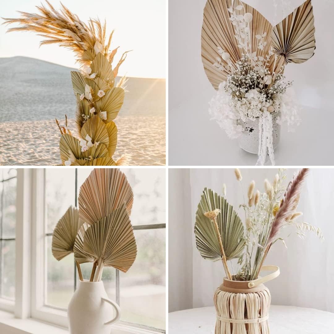 dried_flower - preserved_flower - fake_flower - 5Pcs Dried Palm Leaves Room Decor 18"H x 10"W Large Natural Leaf Decor - Molly Garden - Molly_Garden_Floral