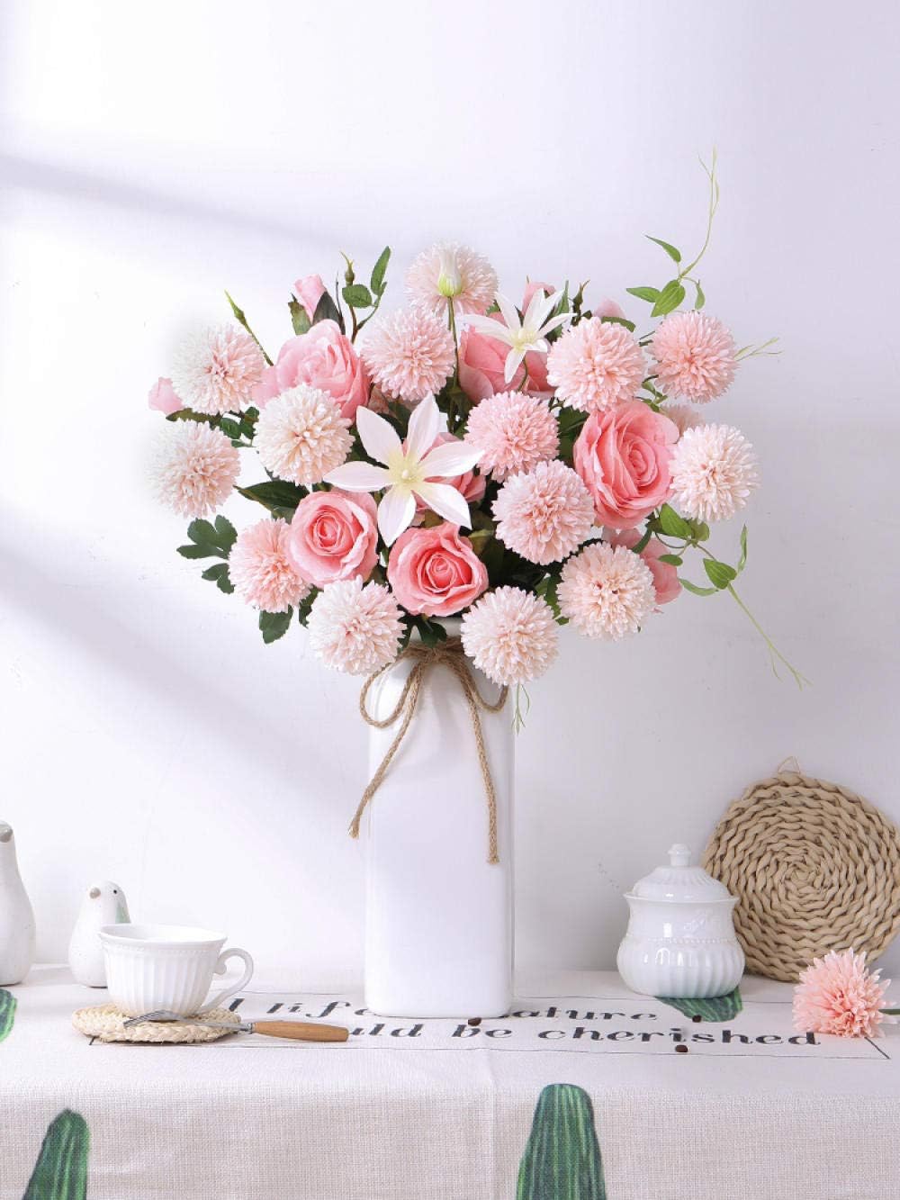 dried_flower - preserved_flower - fake_flower - 4Balls Hydrangea Flowers Dandelion Rose Bouquet Room Decoration for Vase - Molly Garden - Molly_Garden_Floral