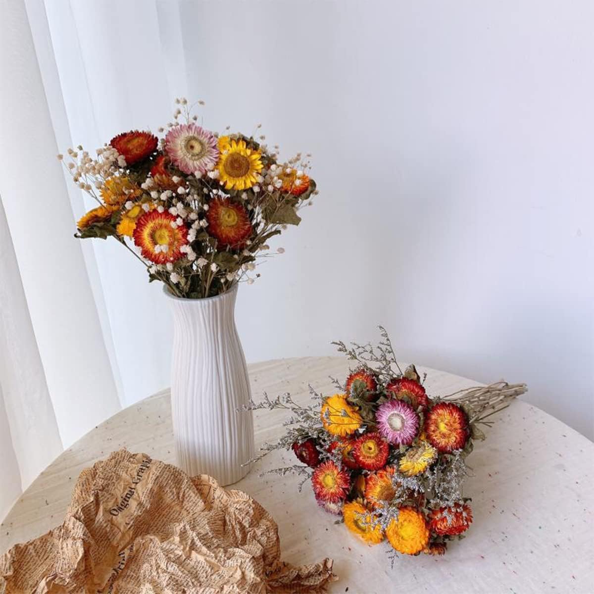 dried_flower - preserved_flower - fake_flower - 40Pcs Natural Dried Daisies Dry Daisy Flowers Bouquet with Stem for DIY - Molly Garden - Molly_Garden_Floral