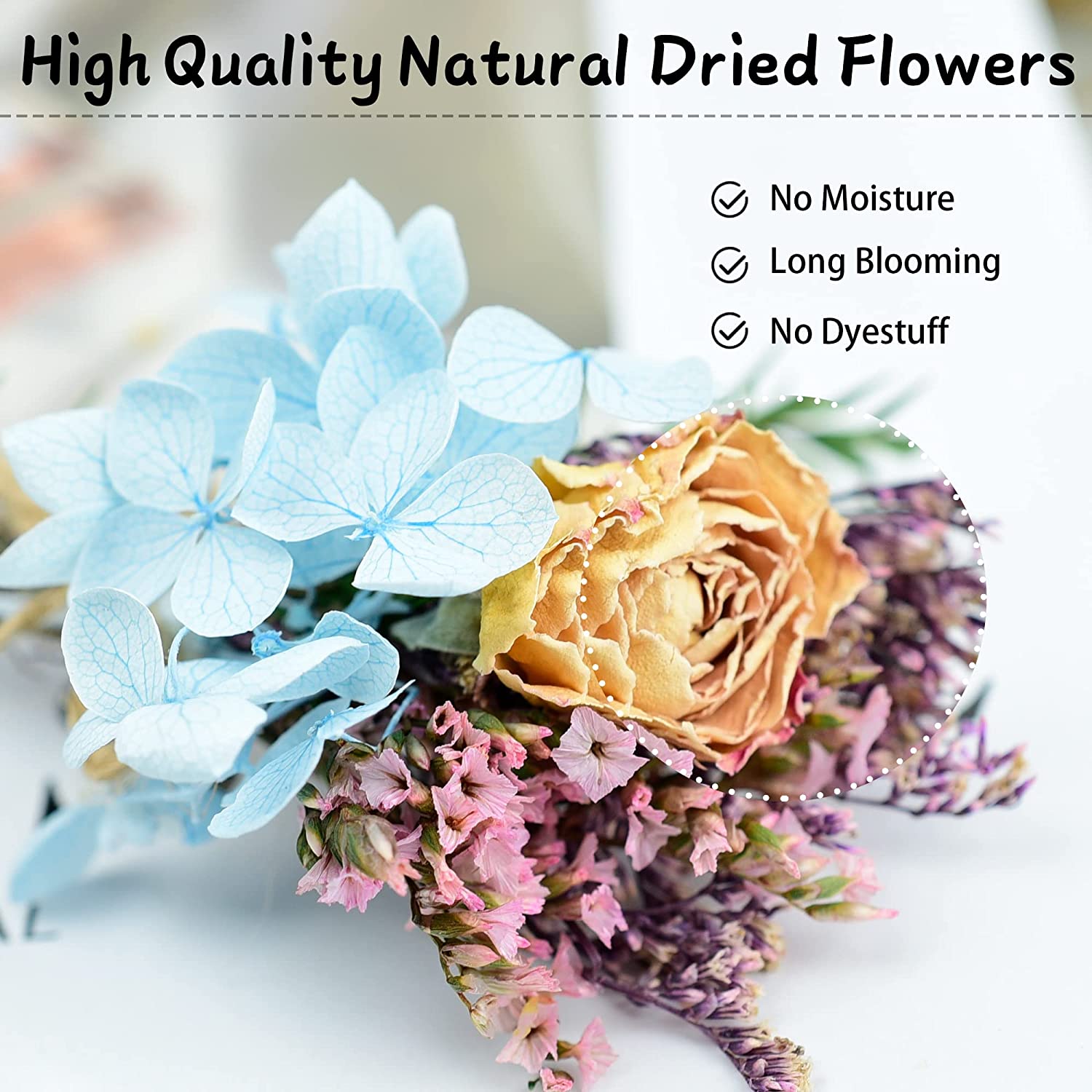 dried_flower - preserved_flower - fake_flower - 13Pcs Mini Dried Flower Bouquet Natural Forget Me Myosotis Sylvatica Babysbreath - Molly Garden - Molly_Garden_Floral