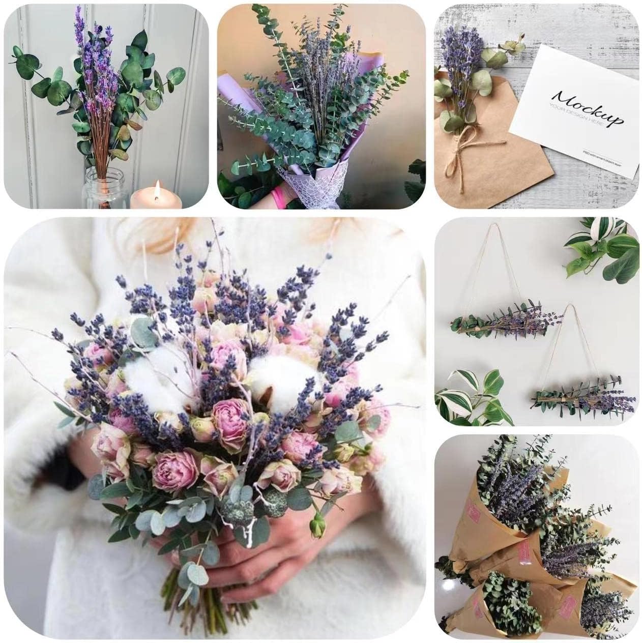 dried_flower - preserved_flower - fake_flower - 68Pcs Dried Preserved Eucalyptus Stems & Lavender Flowers Bundles for Shower - Molly Garden - Molly_Garden_Floral