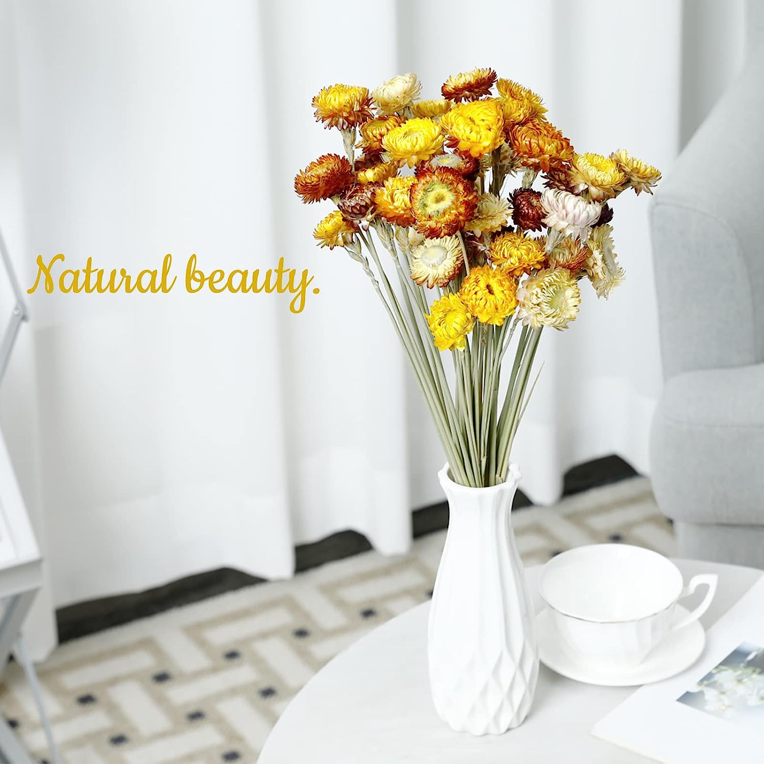 dried_flower - preserved_flower - fake_flower - 40Pcs Dried Flower Daisy Bouquet 100% Natural Chrysanthemum Dry Floral - Molly Garden - Molly_Garden_Floral