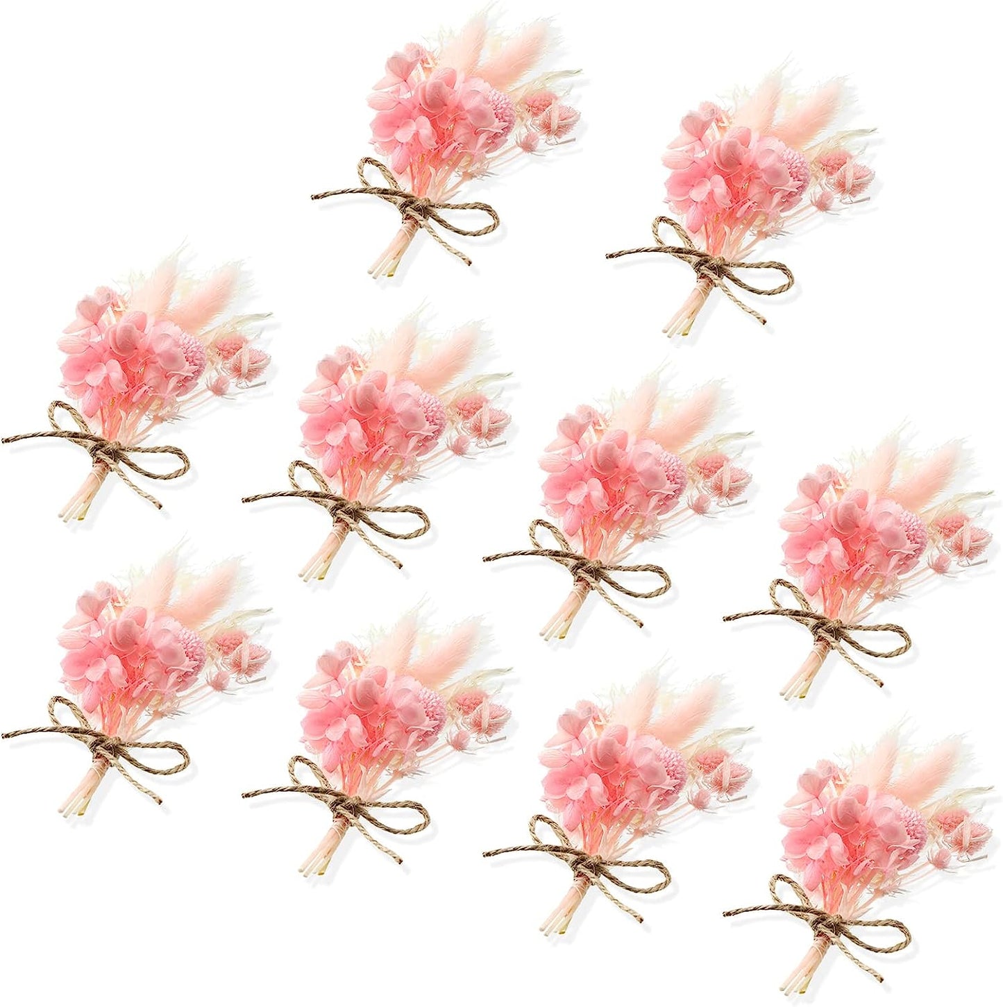 dried_flower - preserved_flower - fake_flower - 24Pack Mini Dried Flower Bouquet 6.3''Pink Sage White Wheat Real Floral - Molly Garden - Molly_Garden_Floral
