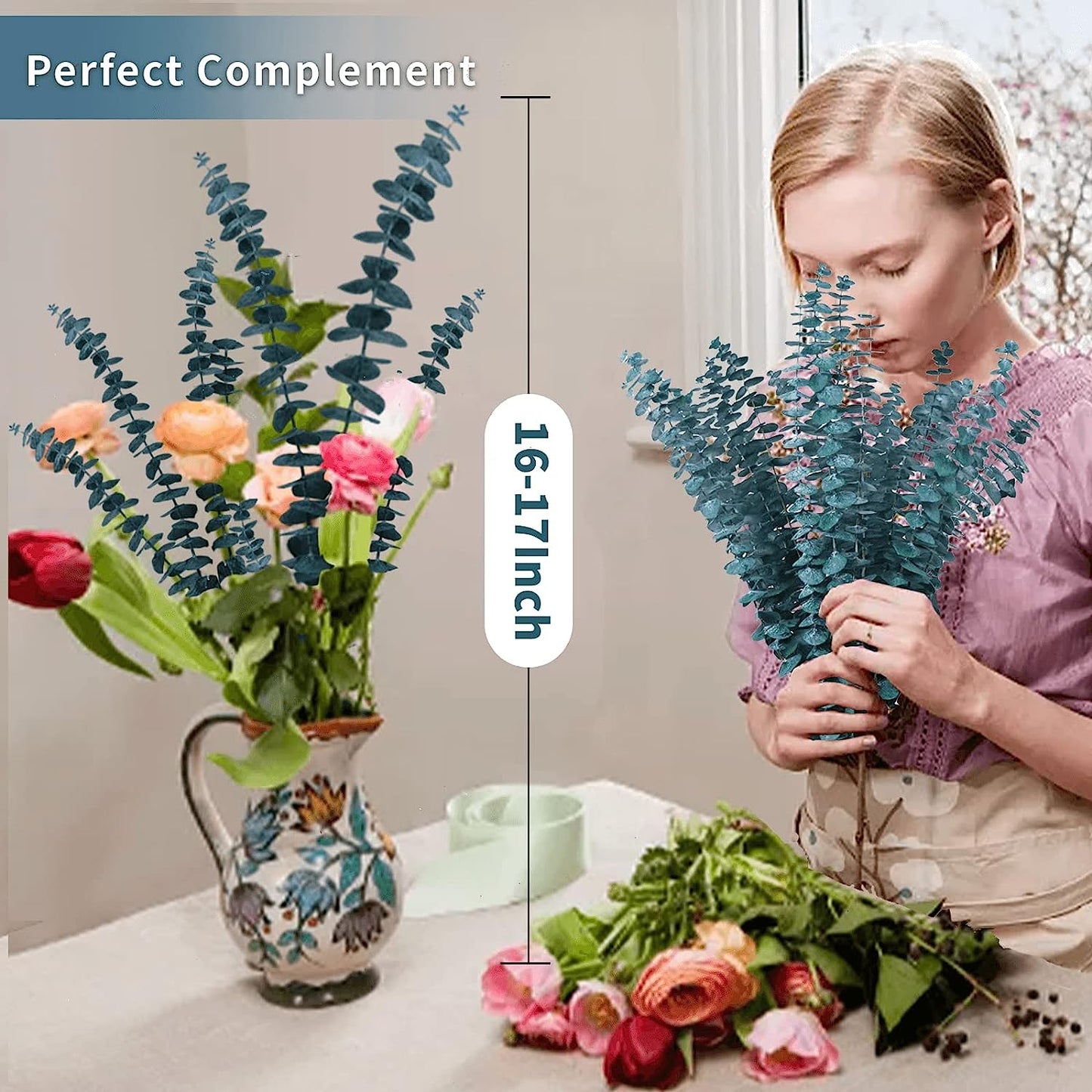 dried_flower - preserved_flower - fake_flower - 17Pcs-Blue-Dried-Preserved-Eucalyptus-Stems 17" Natural Real Hanging for Shower - Molly Garden - Molly_Garden_Floral