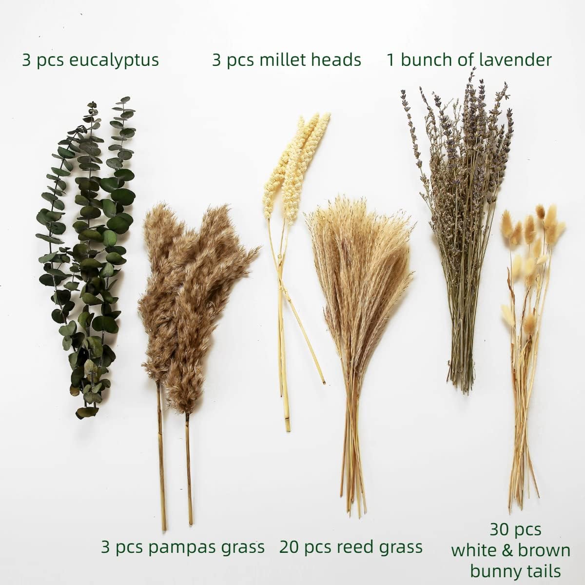 dried_flower - preserved_flower - fake_flower - Dried Pompous Decor Inc Lavender Eucalyptus Reed Grass DIY Floral Arrangements - Molly Garden - Molly_Garden_Floral