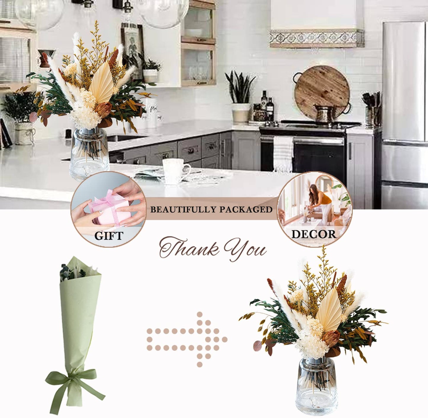 dried_flower - preserved_flower - fake_flower - Mix Bouquet | Protea Repens Hydrangea Eucalyptus Palm Millet Limonium Pampas - Molly Garden - Molly_Garden_Floral