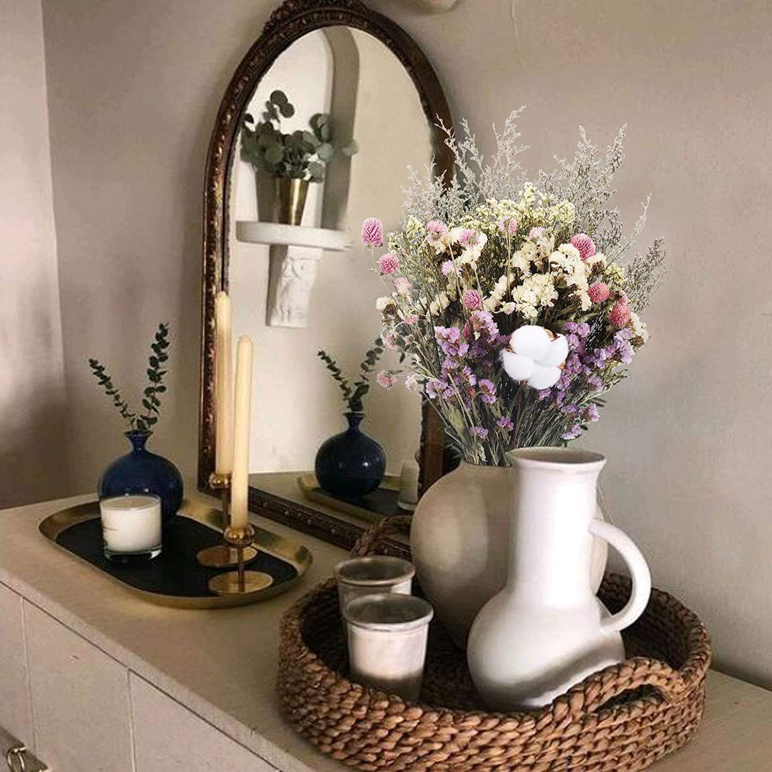 dried_flower - preserved_flower - fake_flower - Natural Flowers Bouquet Dried Cotton Stem Lover Grass Filler Floral Arrangement - Molly Garden - Molly_Garden_Floral