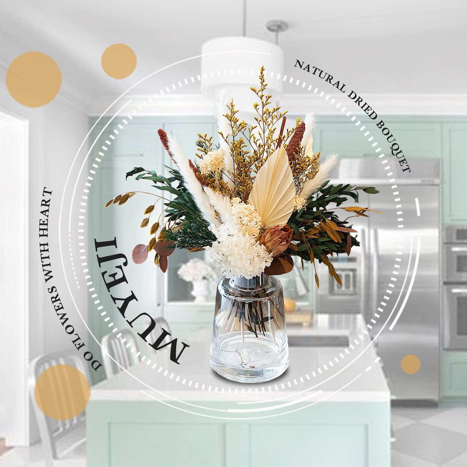 dried_flower - preserved_flower - fake_flower - Mix Bouquet | Protea Repens Hydrangea Eucalyptus Palm Millet Limonium Pampas - Molly Garden - Molly_Garden_Floral