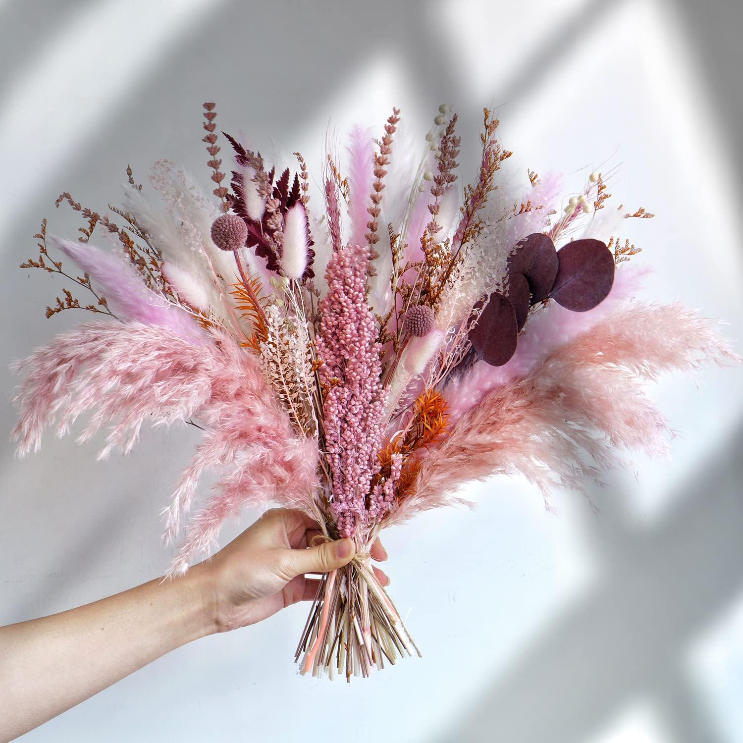 dried_flower - preserved_flower - fake_flower - 17Inch Blush Pampas Grass Decor Dried Flower Arrangement Natural Bouquet - Molly Garden - Molly_Garden_Floral
