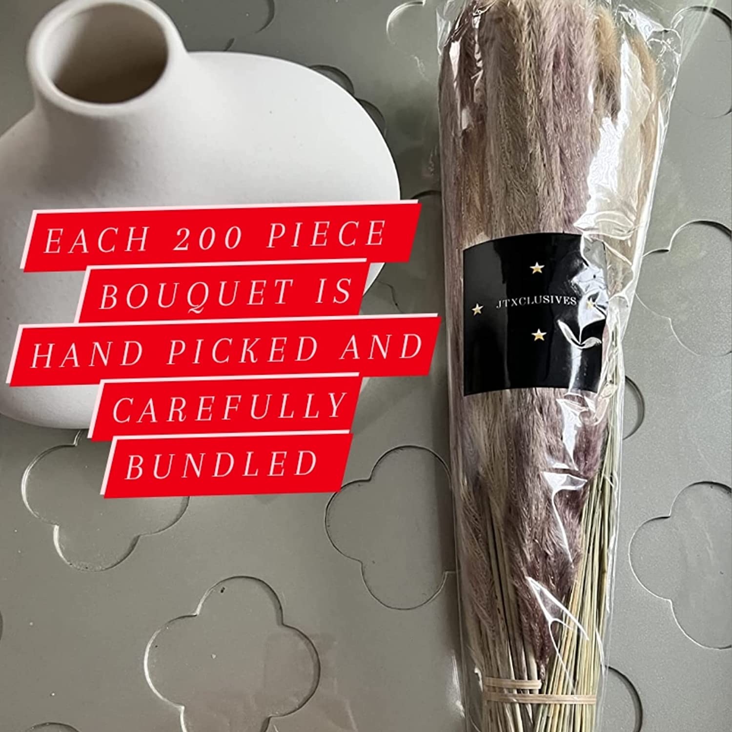 dried_flower - preserved_flower - fake_flower - 200Pcs Pampas Grass Dried Flower Arrangement Bunny Tail Feather Grass - Molly Garden - Molly_Garden_Floral