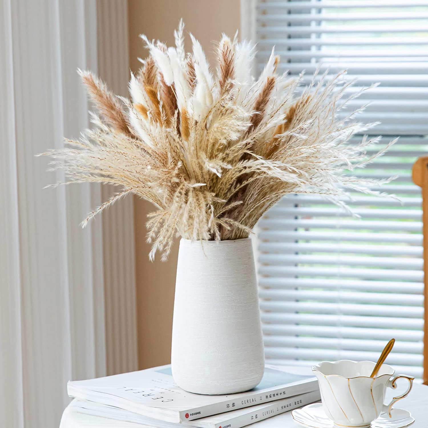 dried_flower - preserved_flower - fake_flower - 120Pcs Dried Pampas Grass Home Decor with Bunny Tails Reed Grass Bouquet - Molly Garden - Molly_Garden_Floral