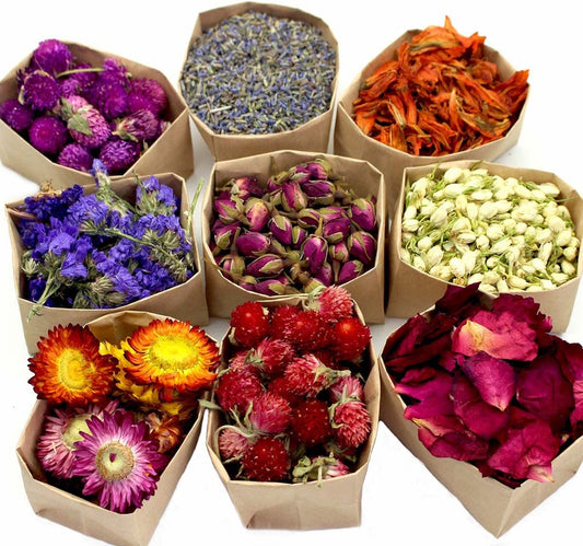 dried_flower - preserved_flower - fake_flower - 9Bags Organic Dried Flowers Fresh Fragrance Lavender Roseleaf Red Rose - Molly Garden - Molly_Garden_Floral