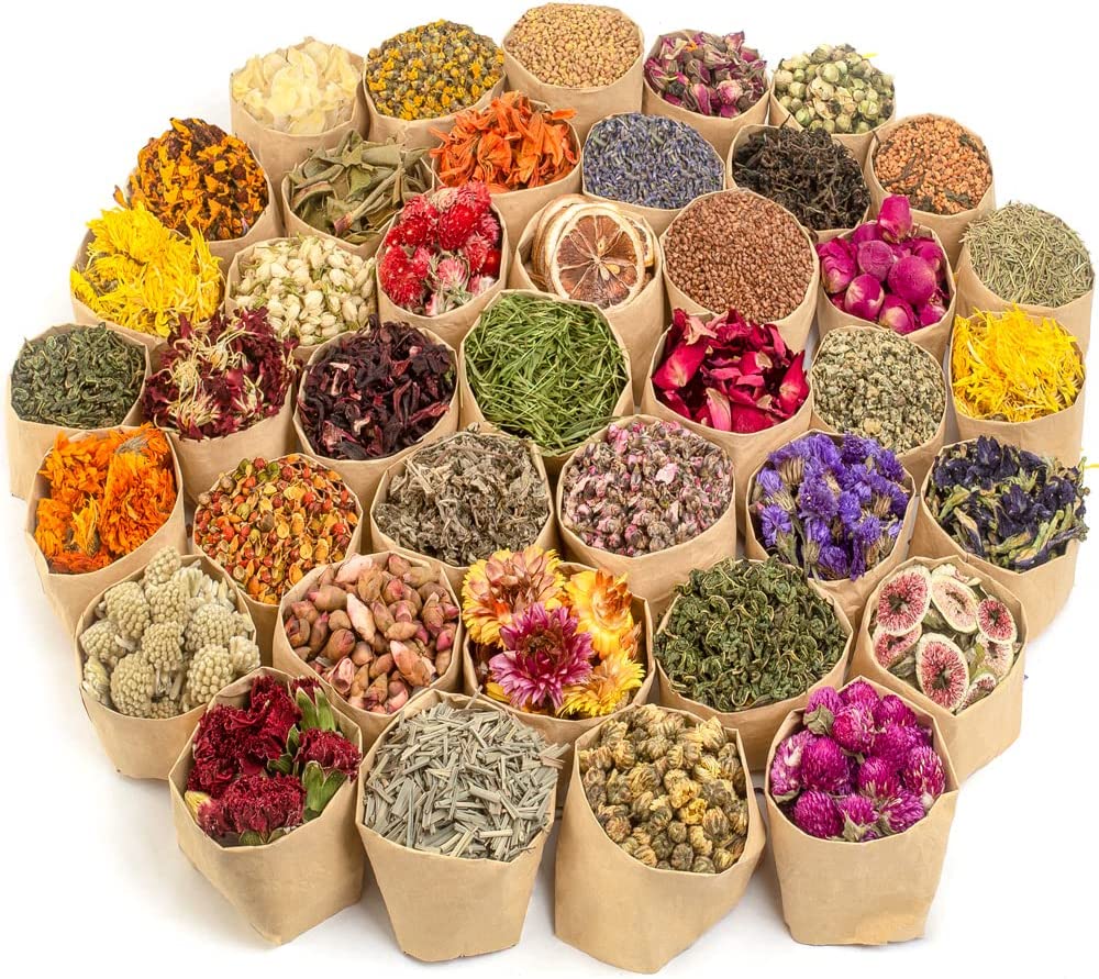 dried_flower - preserved_flower - fake_flower - 21Bags 100% Natural Dried Flowers Herbs Kit for Soap Making DIY Candle - Molly Garden - Molly_Garden_Floral