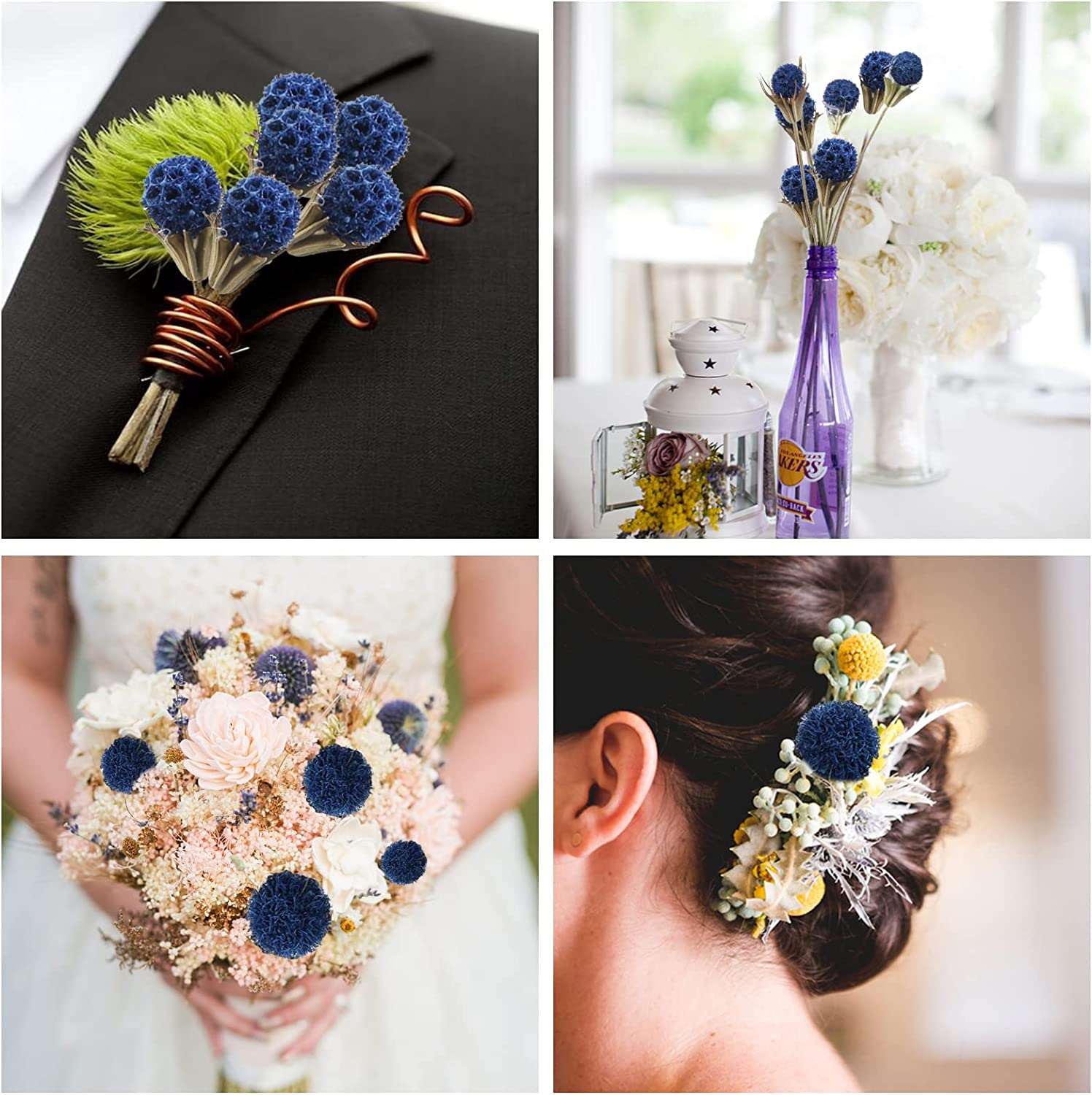 dried_flower - preserved_flower - fake_flower - 40Pcs Natural Dried Flowers Bouquet Bulk  Craspedia Billy Button Balls - Molly Garden - Molly_Garden_Floral