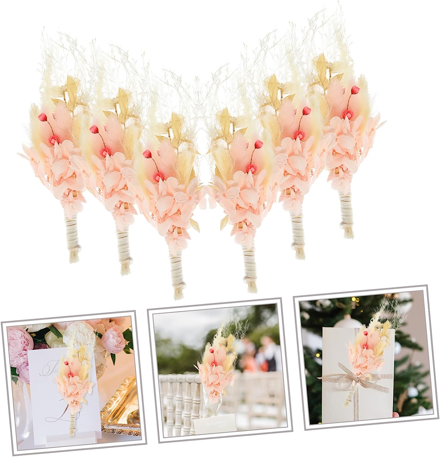 dried_flower - preserved_flower - fake_flower - 6Bunches Preserved Flower Boho Wedding Bouquet Bride Decor Natural Dried Floral - Molly Garden - Molly_Garden_Floral